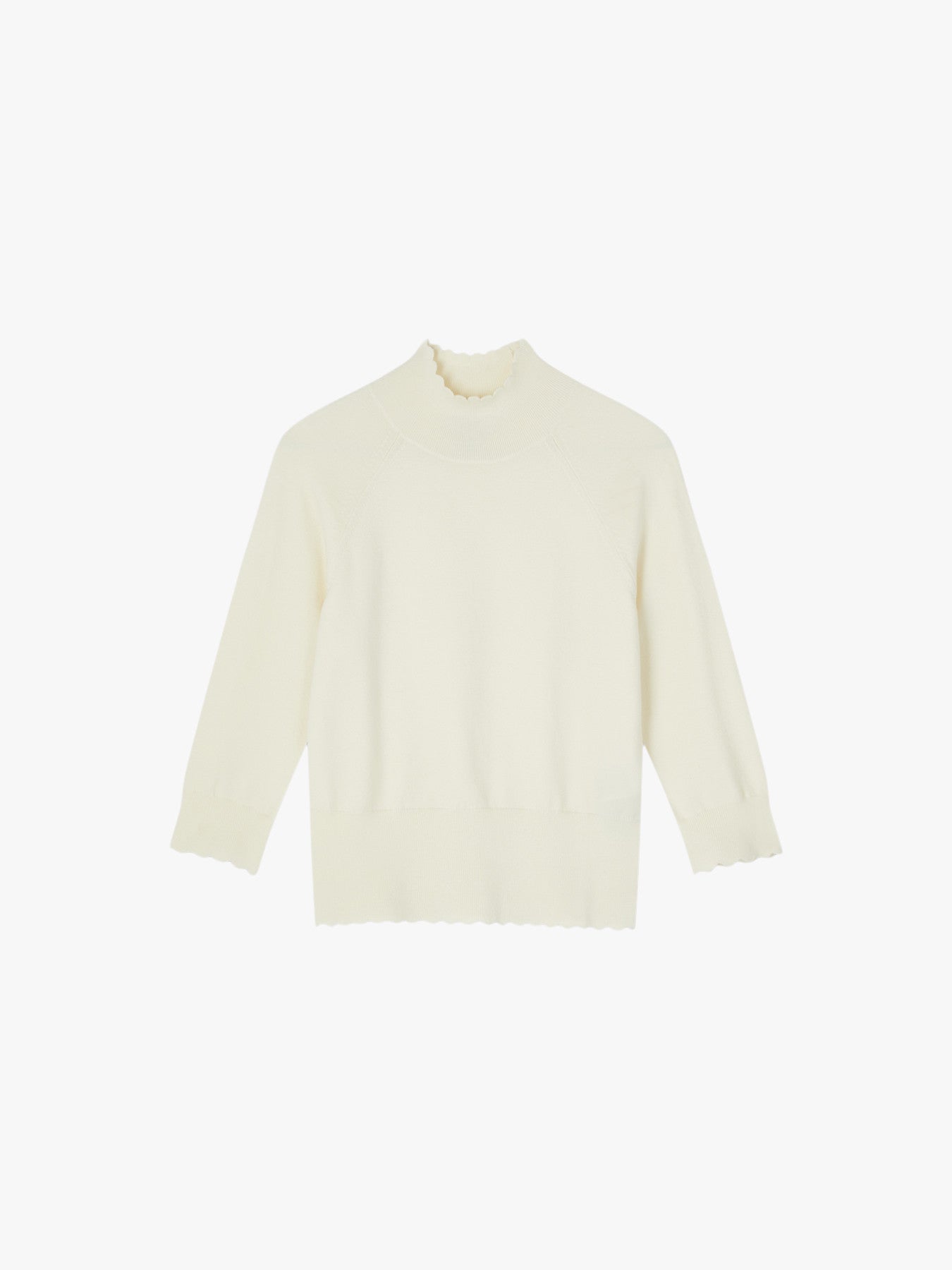 Betty Cream Merino Wool Scallop Edge Jumper