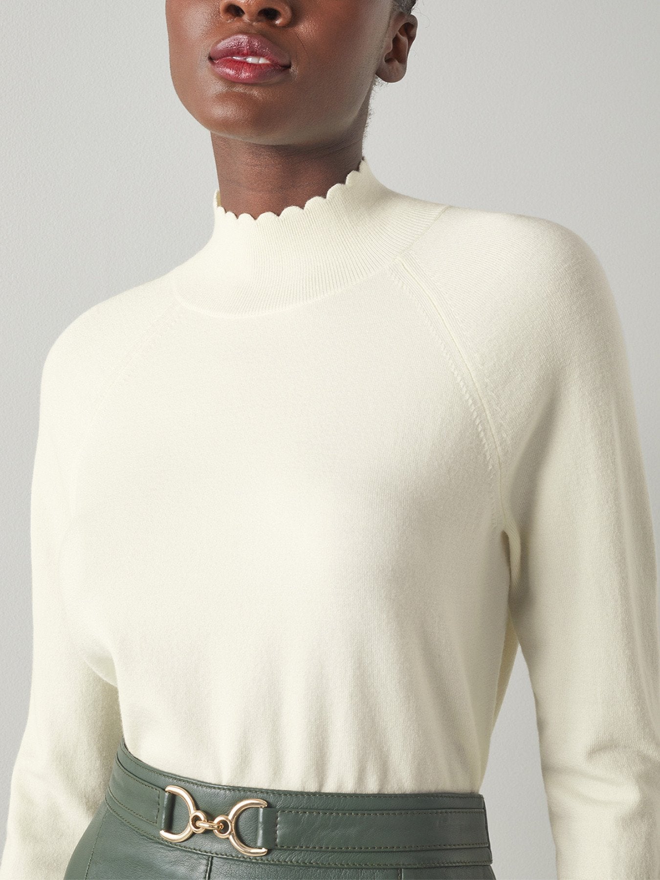 Betty Cream Merino Wool Scallop Edge Jumper