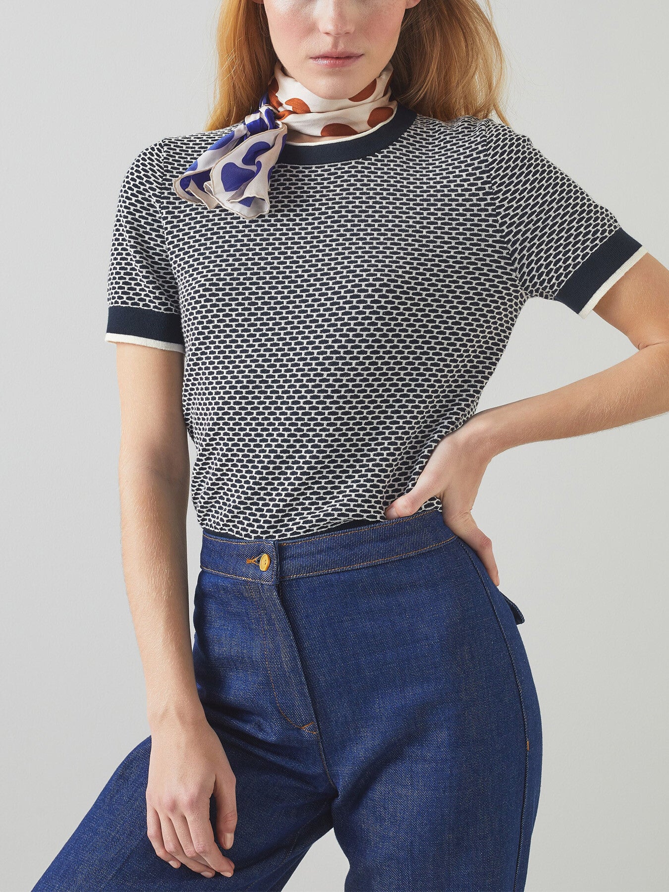 Honey Cotton-Merino Blend Waffle Knit Top