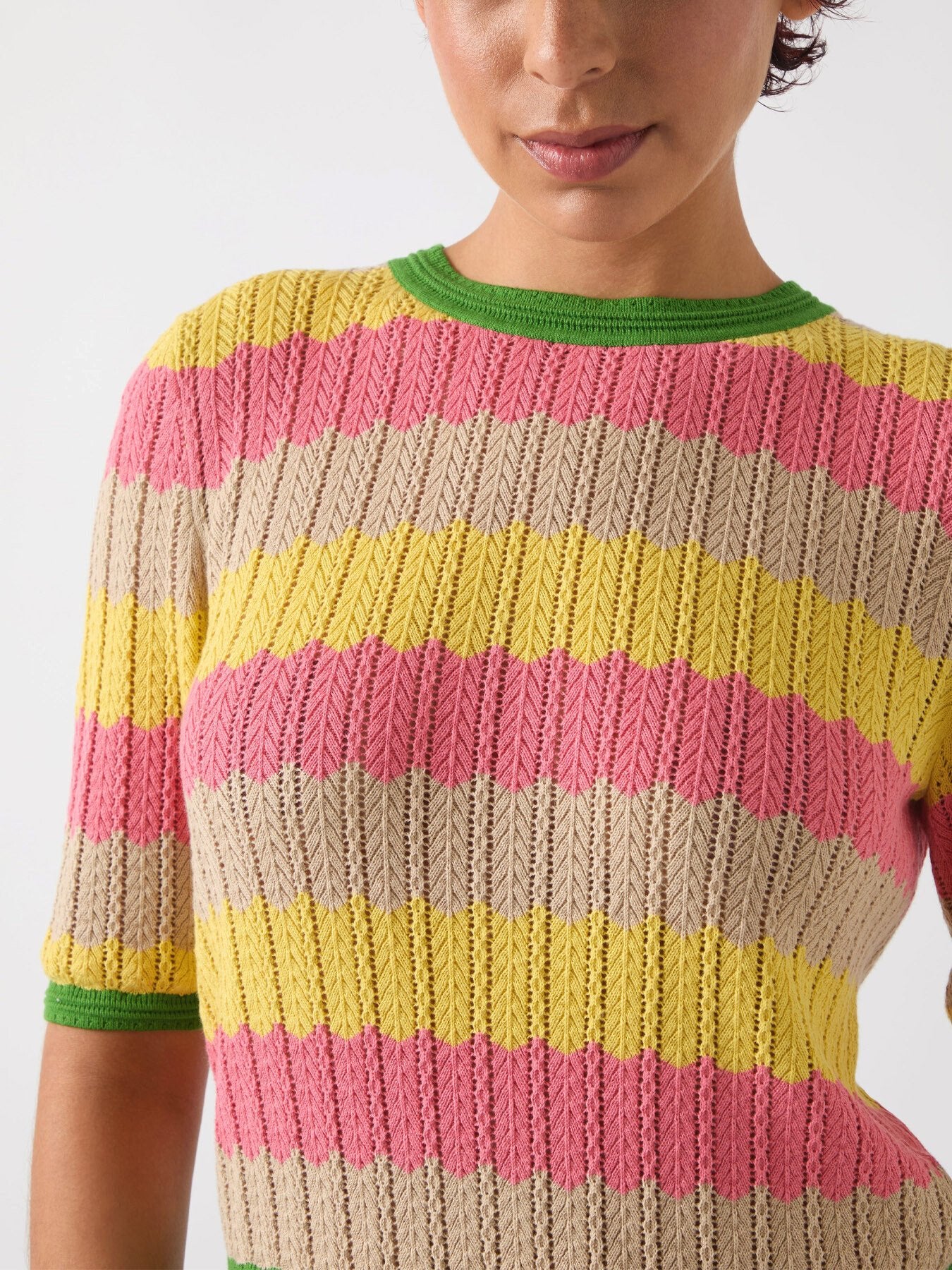 Cinzia Treetop Multicoloured Cotton Blend Zig Zag Poin