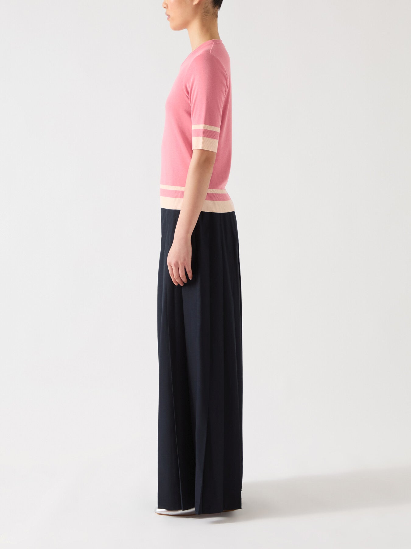 Micha Desert Rose & Ivory Cotton Blend Ribstart Jersey