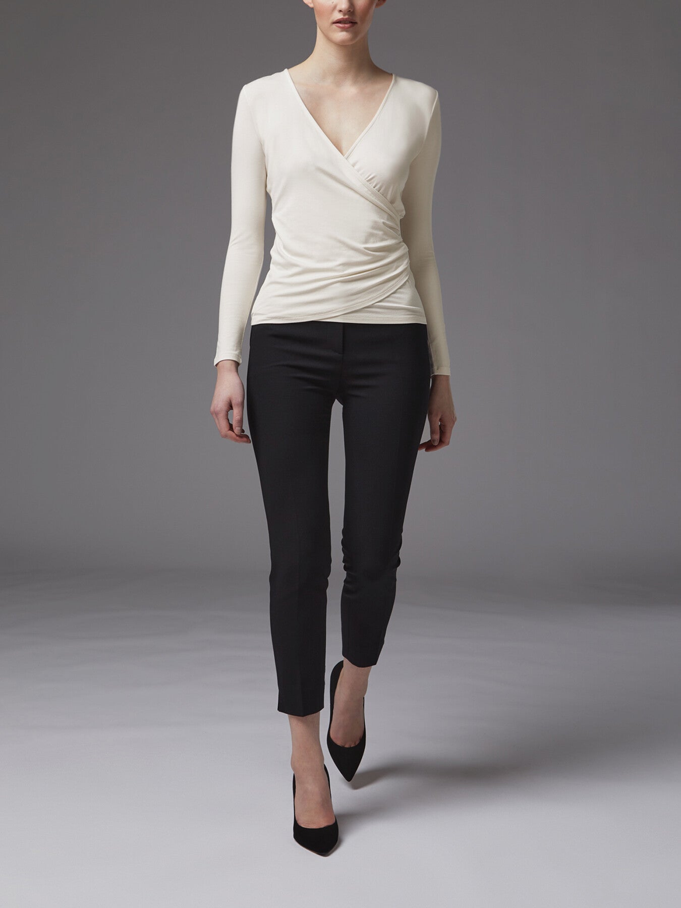 Eames Ivory Jersey Wrap Top