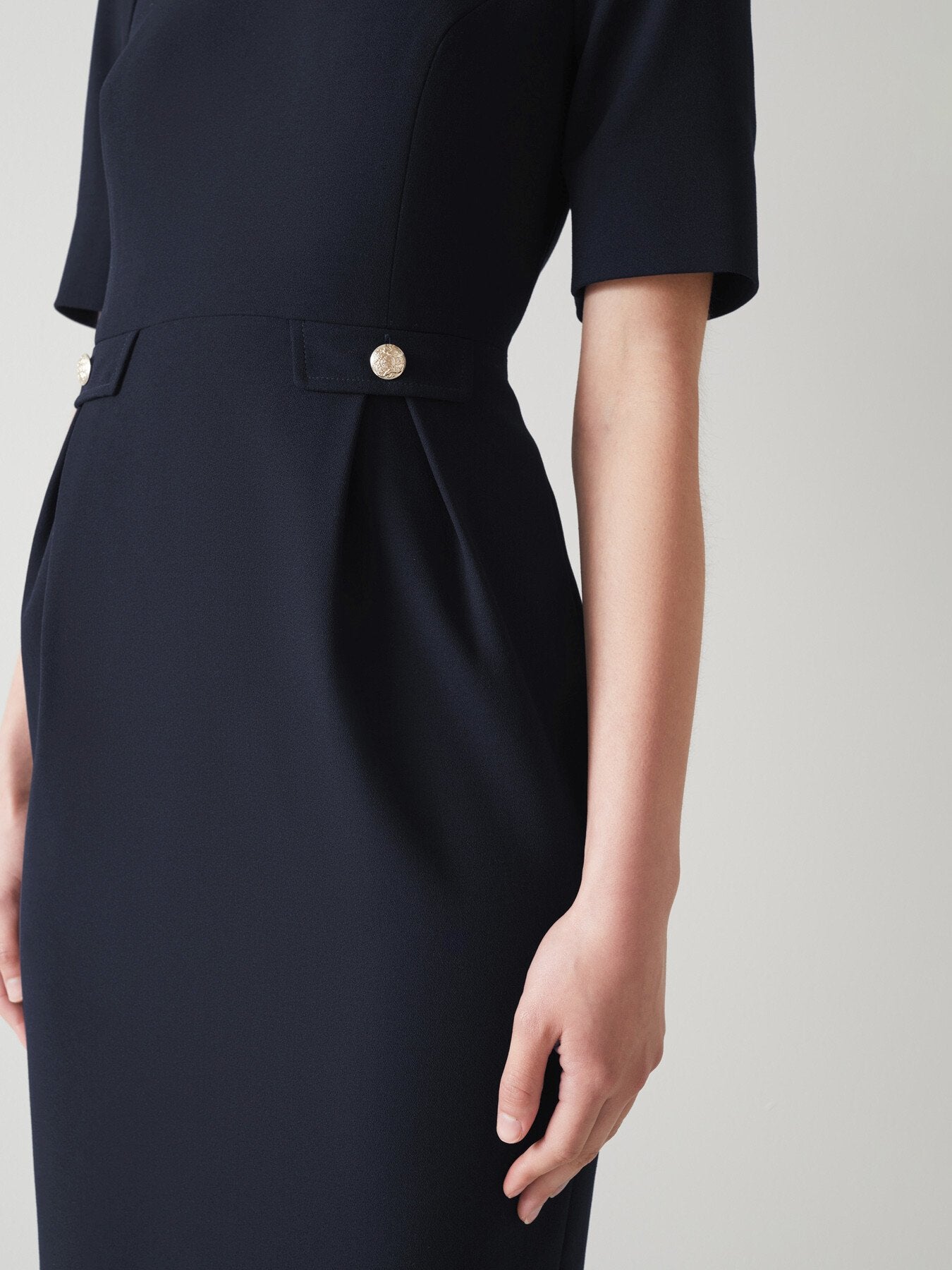 Marjorie Navy Crepe Shift Dress