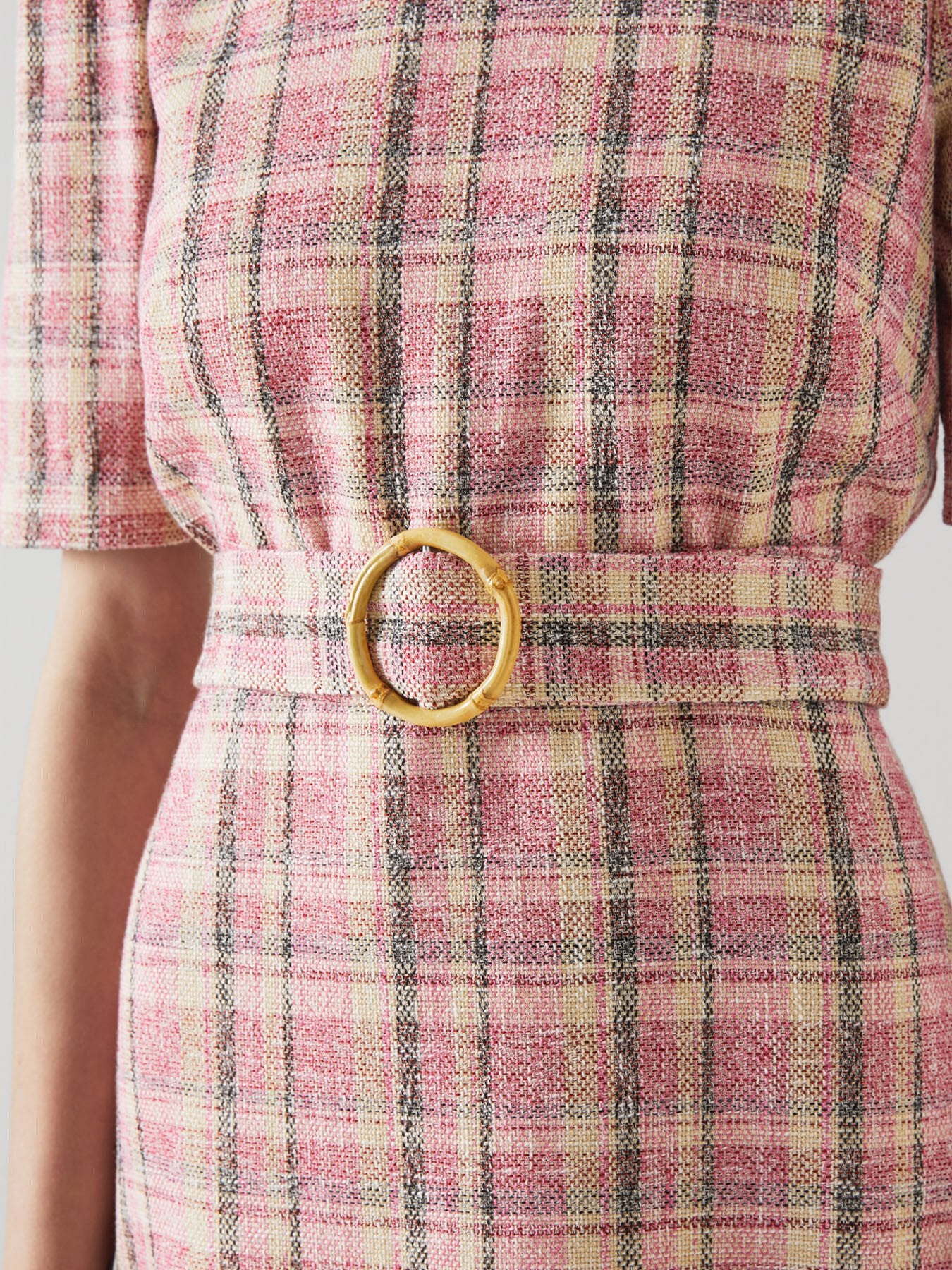 Eliza Cotton-Raffia Blend Check Tweed Dress