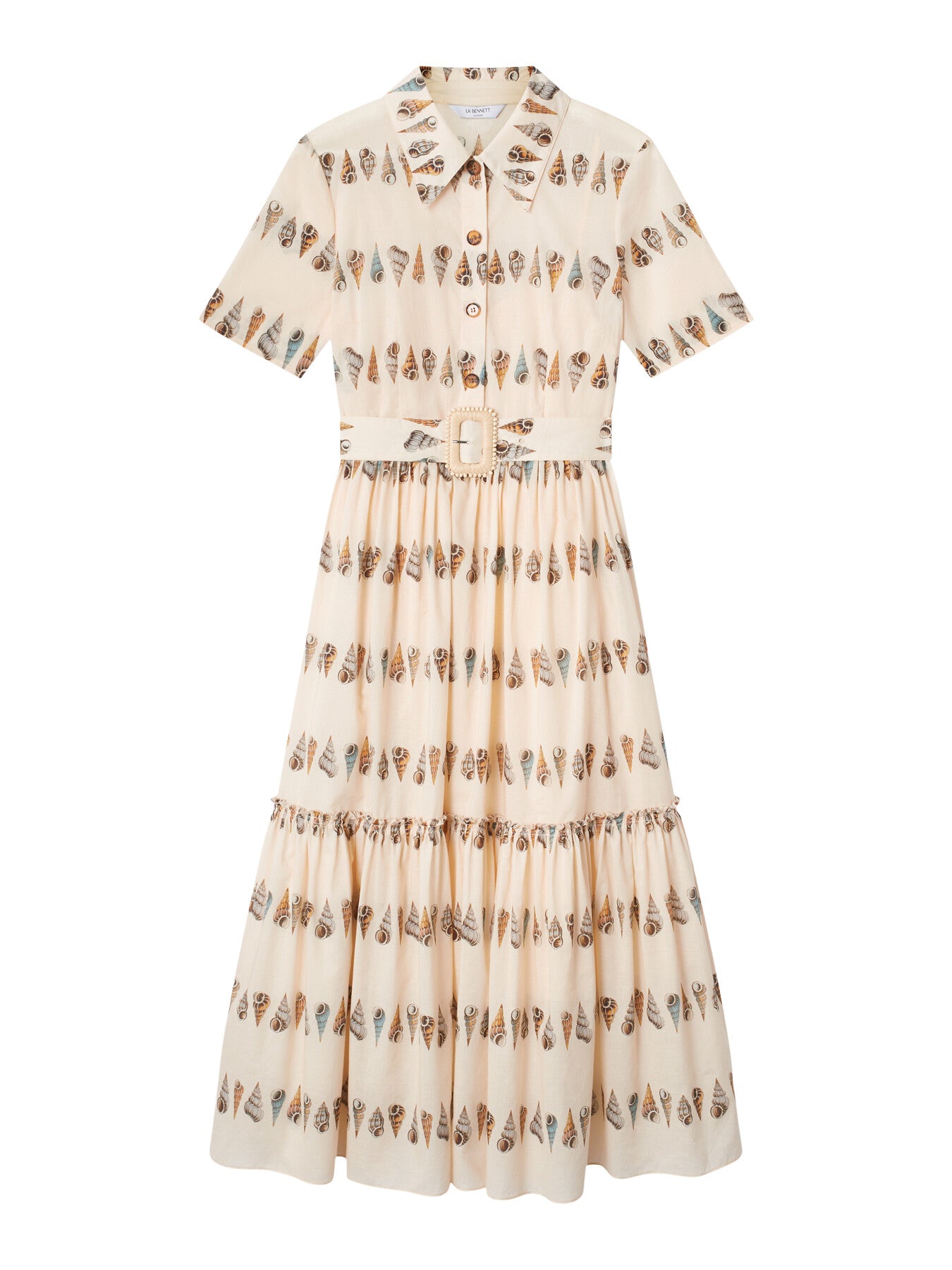 Bella Shell Print Cotton Shirt Dress