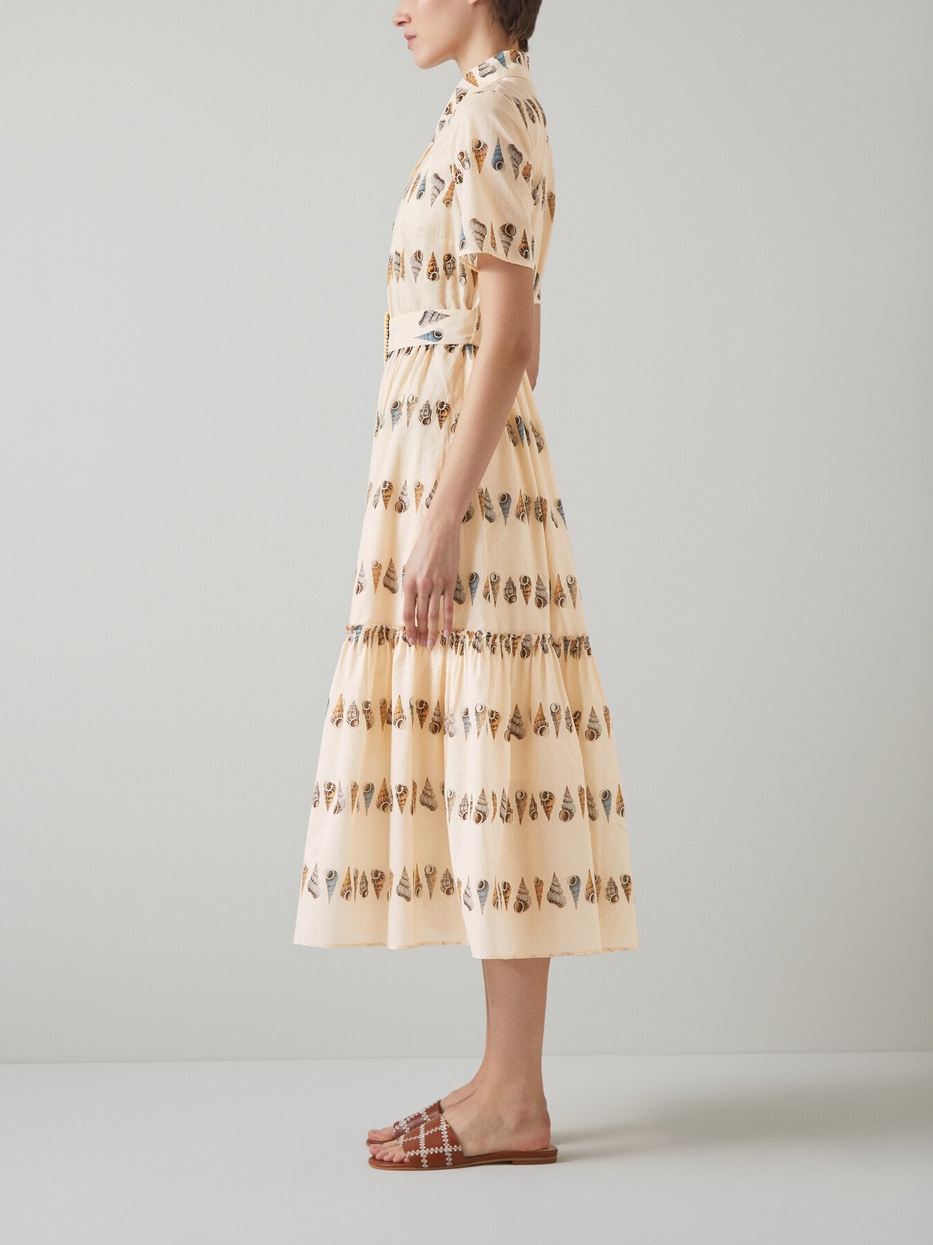 Bella Shell Print Cotton Shirt Dress