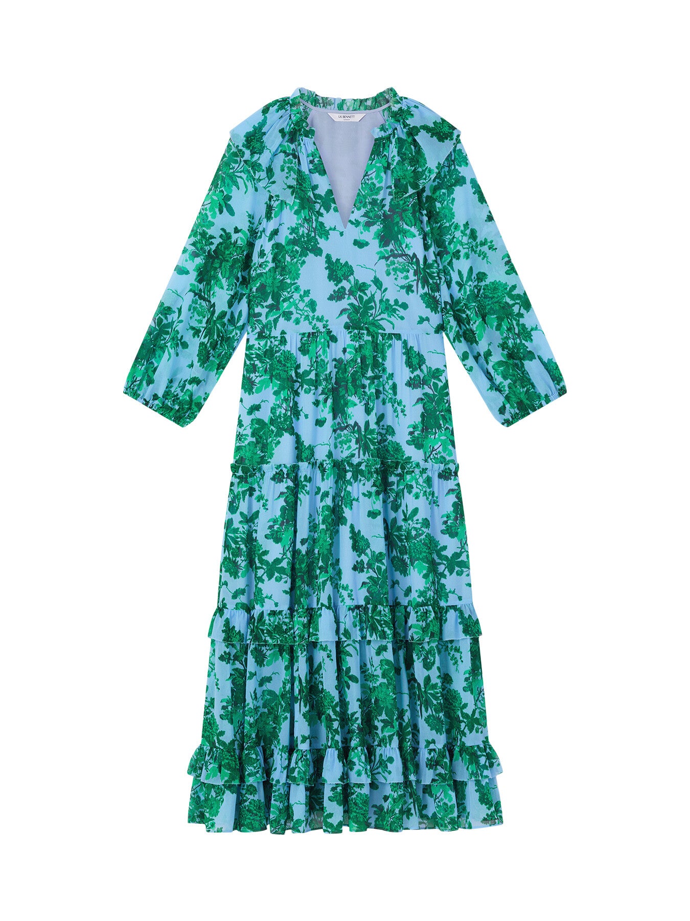 Eleanor Neon Garden Print Recycled Polyester Tiered Dre