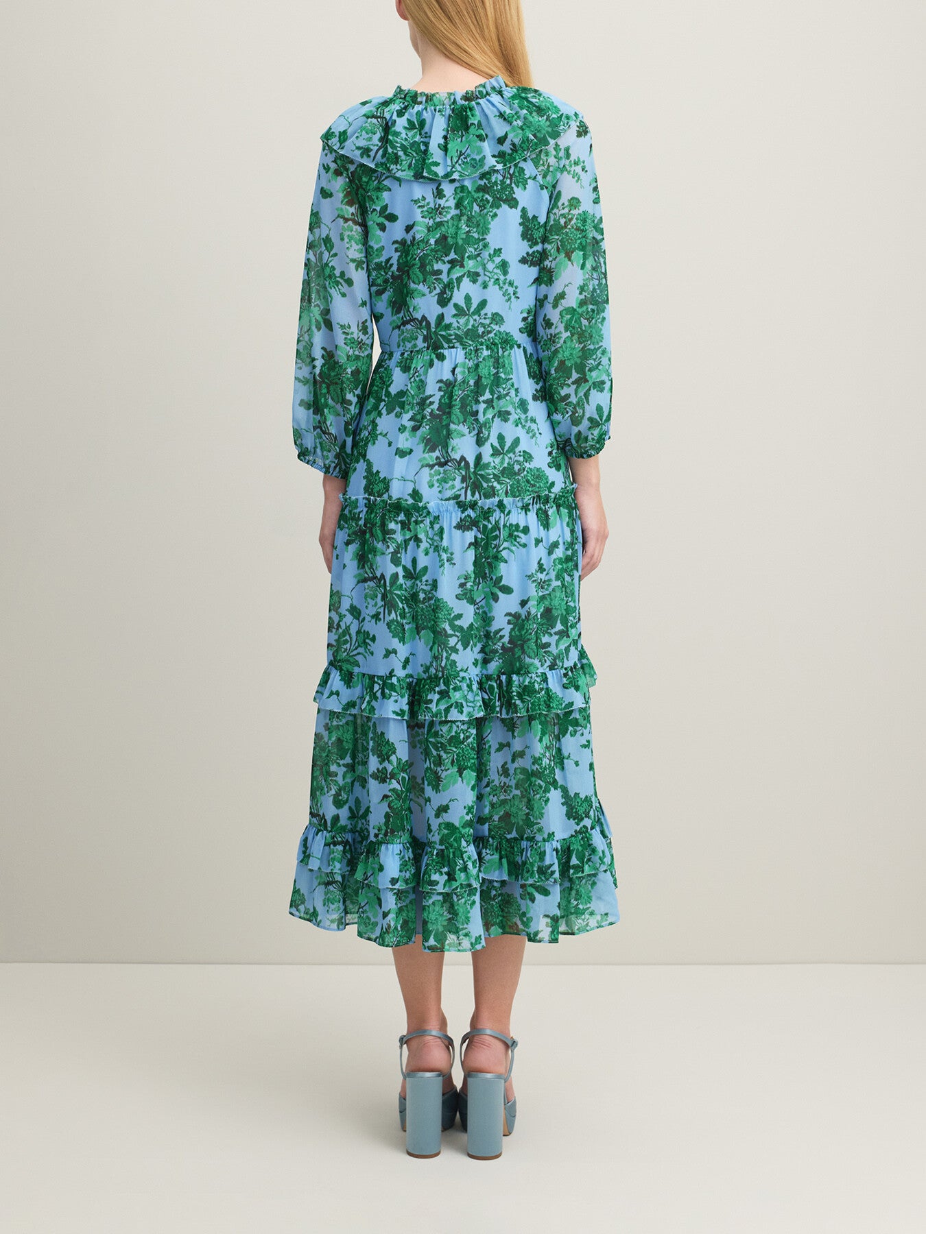 Eleanor Neon Garden Print Recycled Polyester Tiered Dre