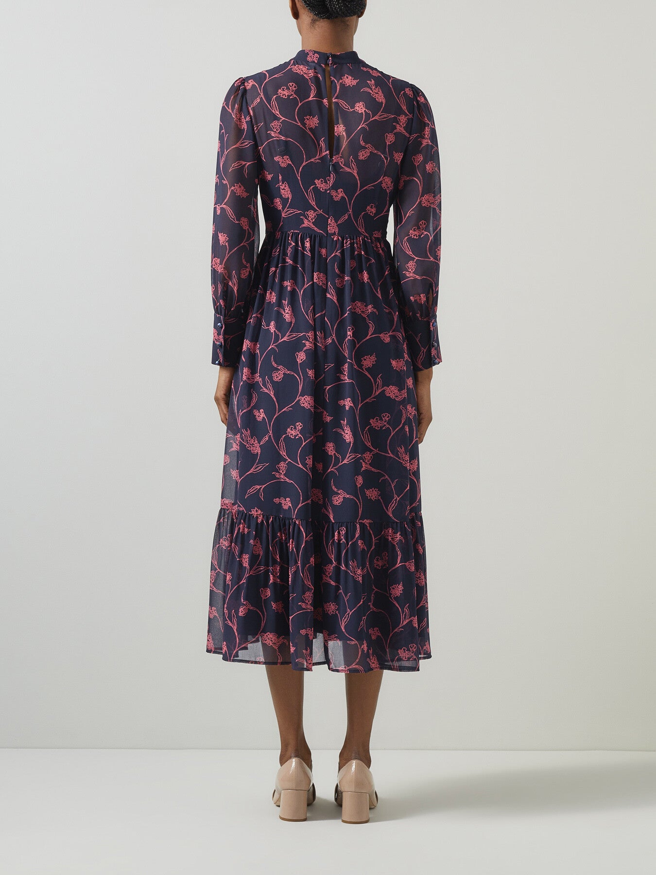 Selina Spring Navy & Bright Pink  Sketchy Floral Print