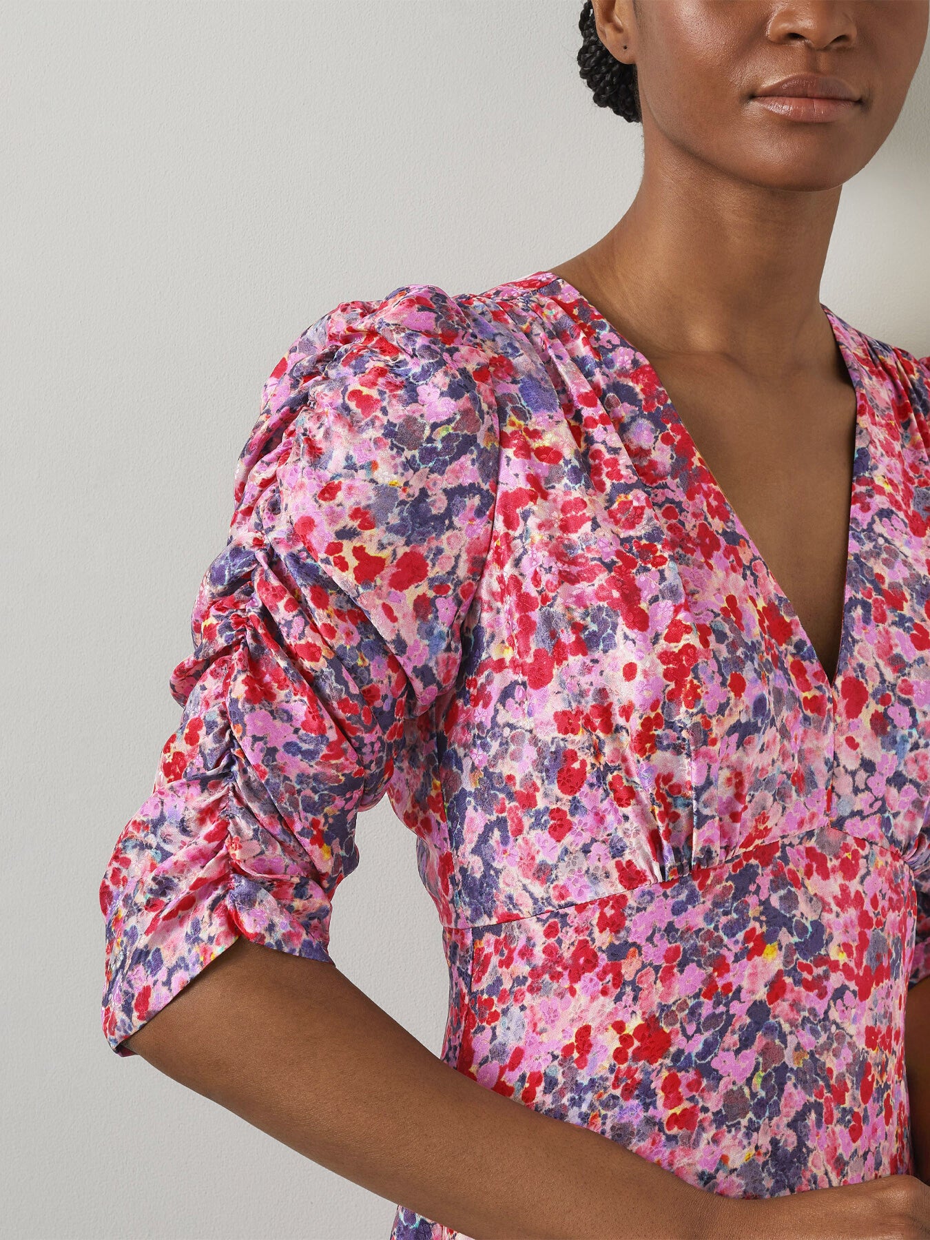 Erin Multi Watercolour Floral Jacquard Dress