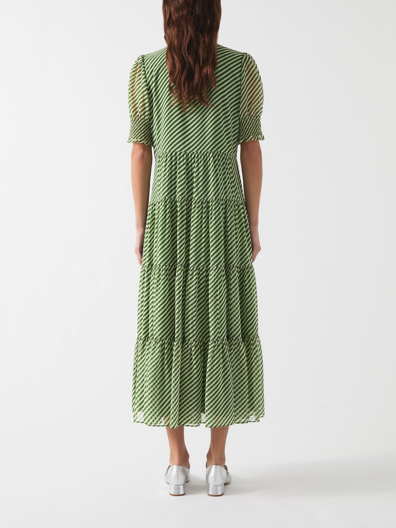 Coco Treetop & Birch Tie Neck Georgette Dress