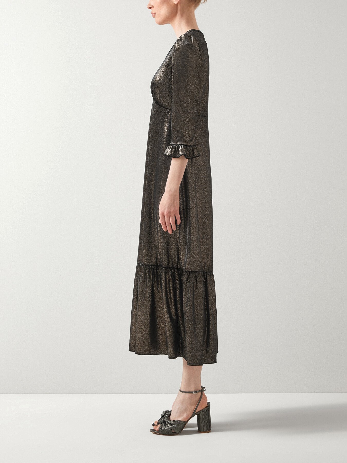 Deborah & Gold V-Neck Maxi Dress With Peplum And