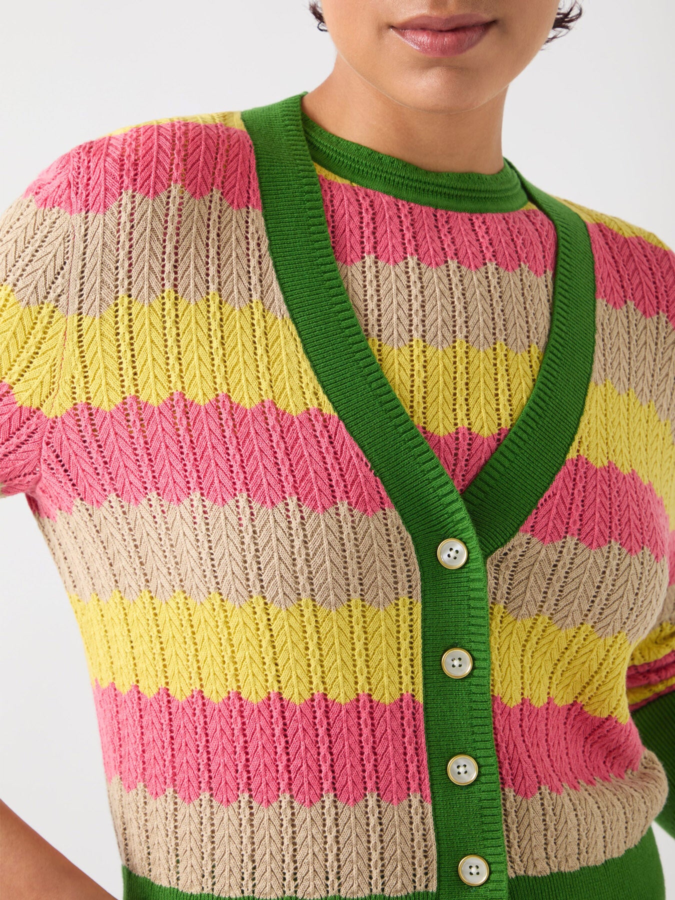 Cinzia Treetop Multicoloured Cotton Blend Zig Zag Mult