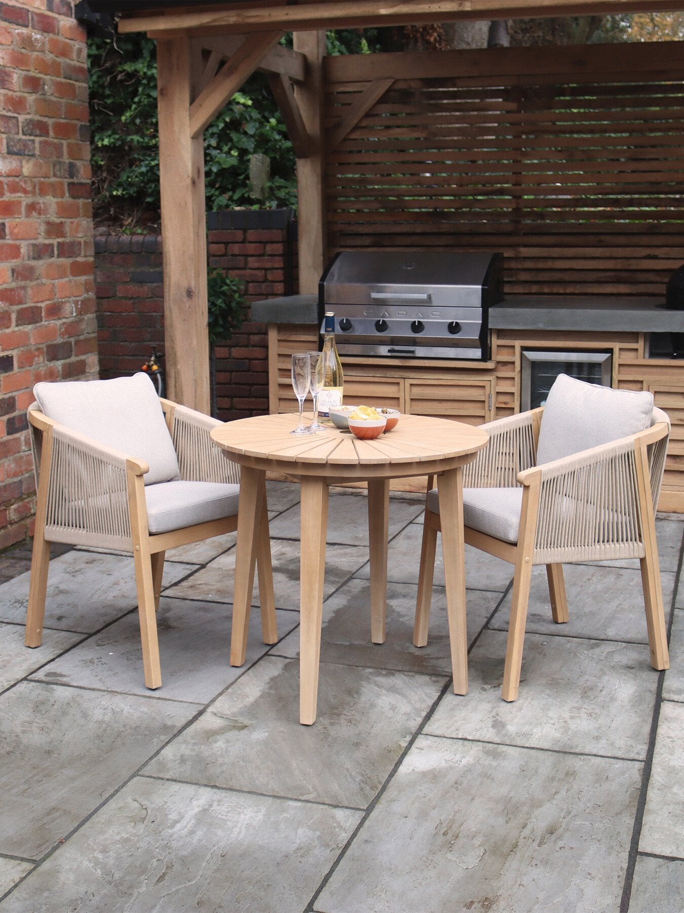 Roma Bistro Dining Set with Deluxe Dining Chairs Nat