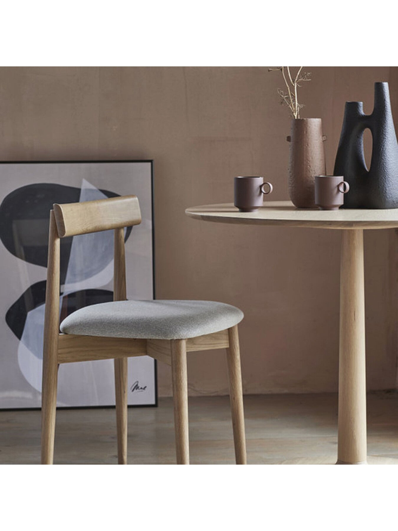 Ava Wood Open Back Dining Chair With Fabric