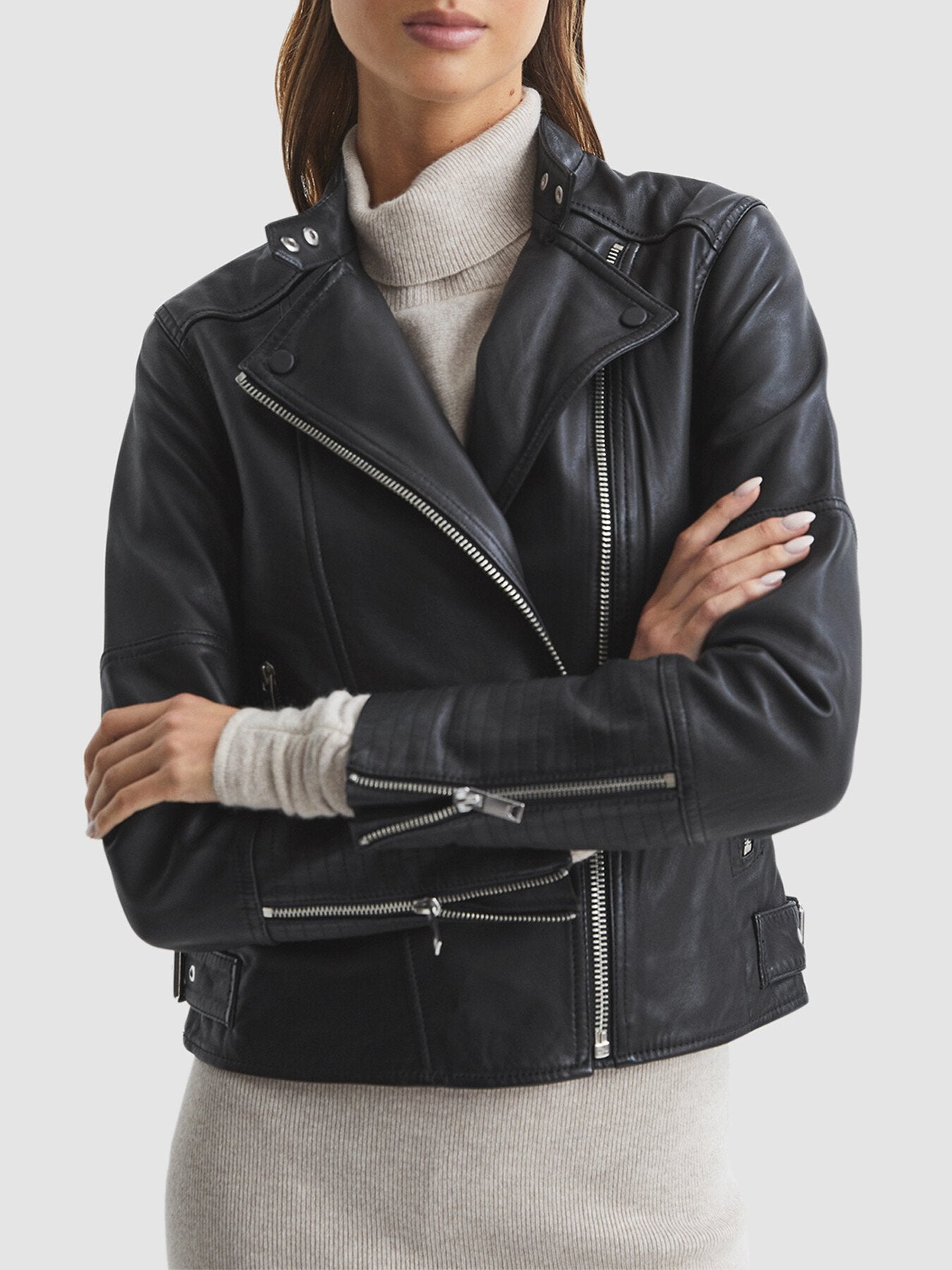 Tallis Leather Biker Jacket