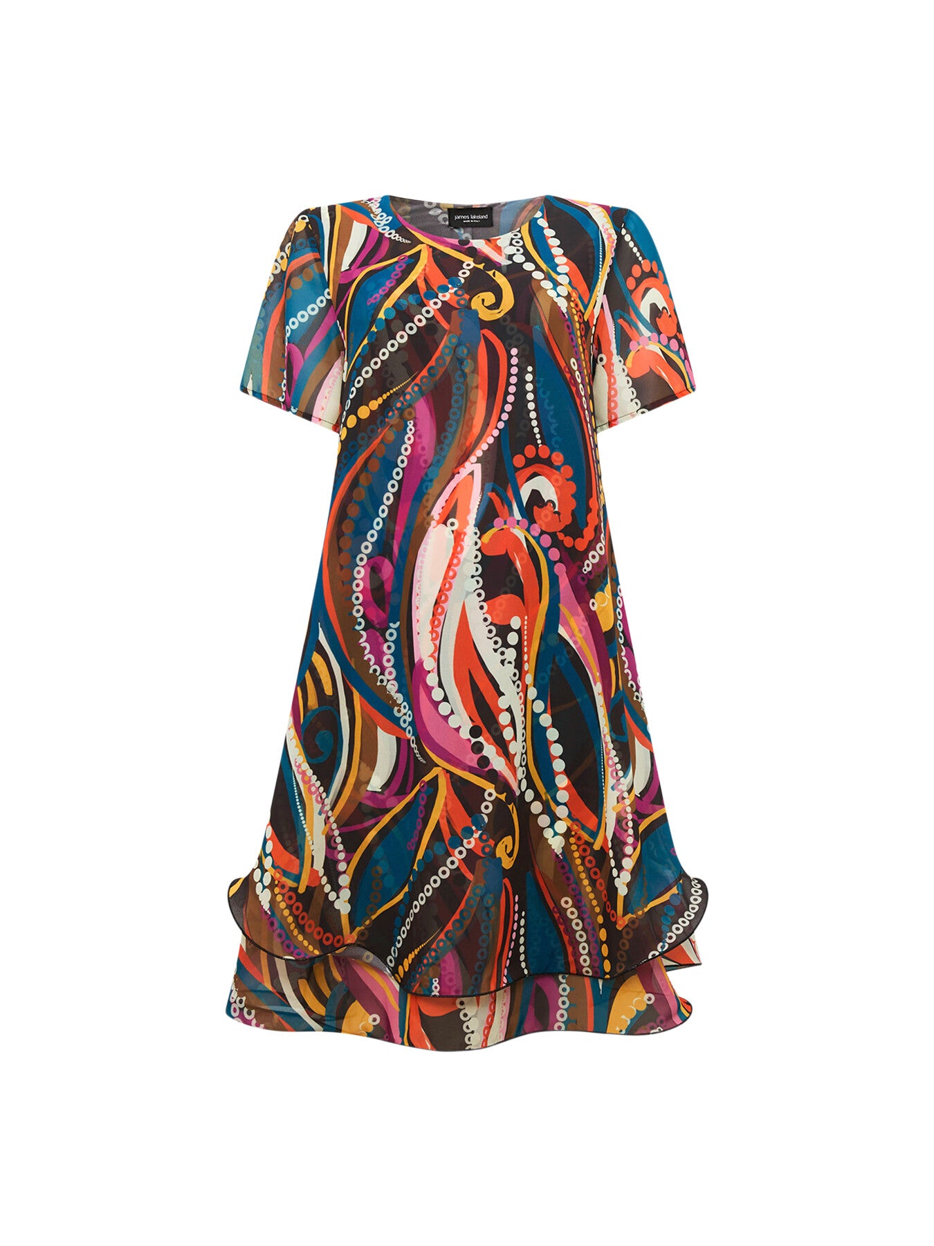 Abstract Print Wave Hem Dress