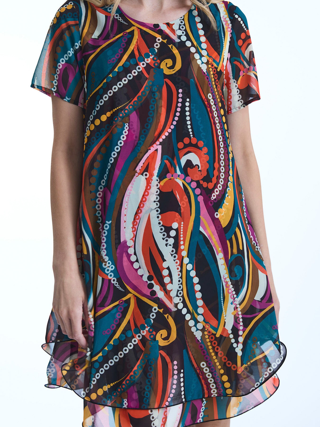 Abstract Print Wave Hem Dress