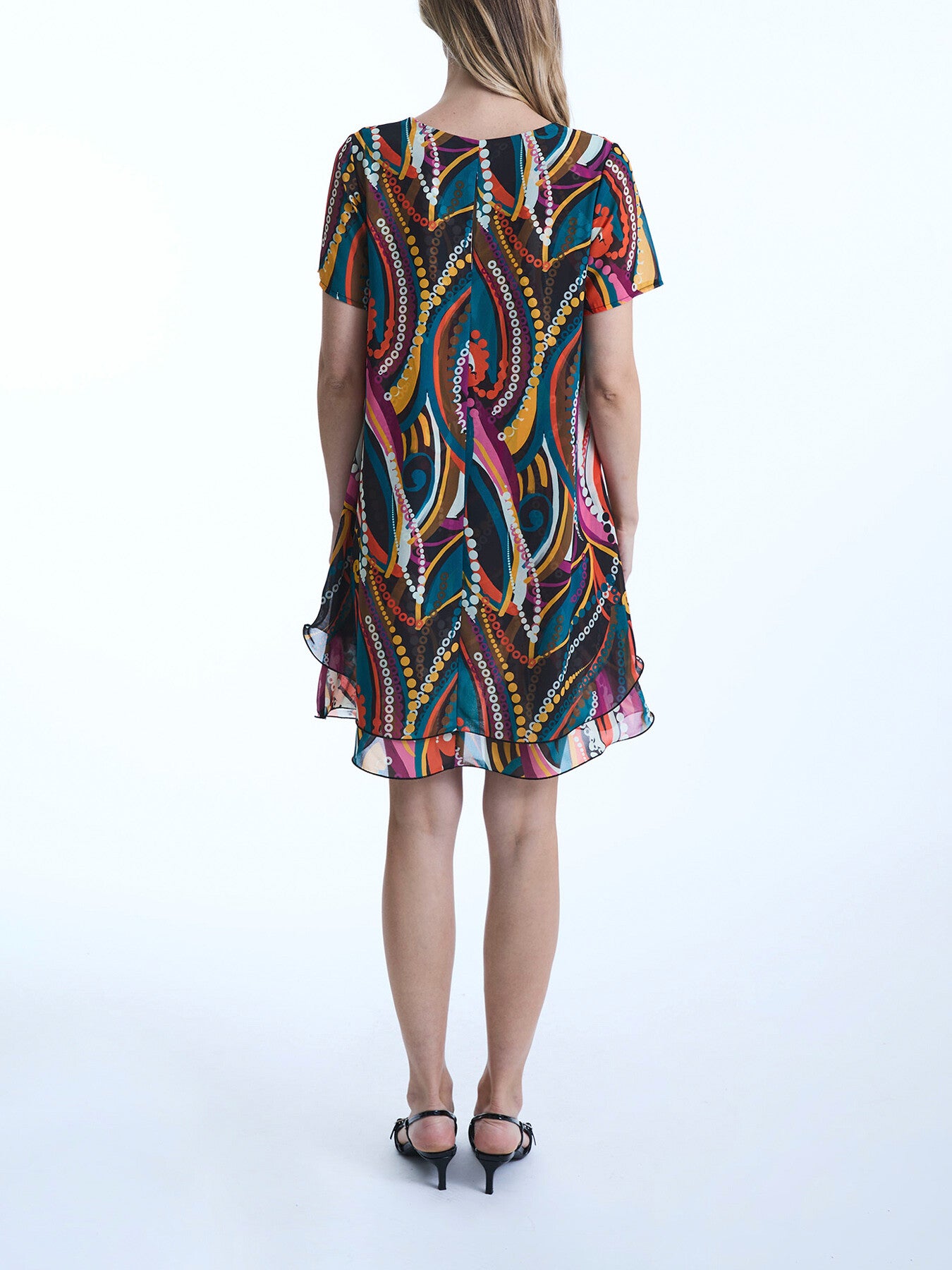 Abstract Print Wave Hem Dress