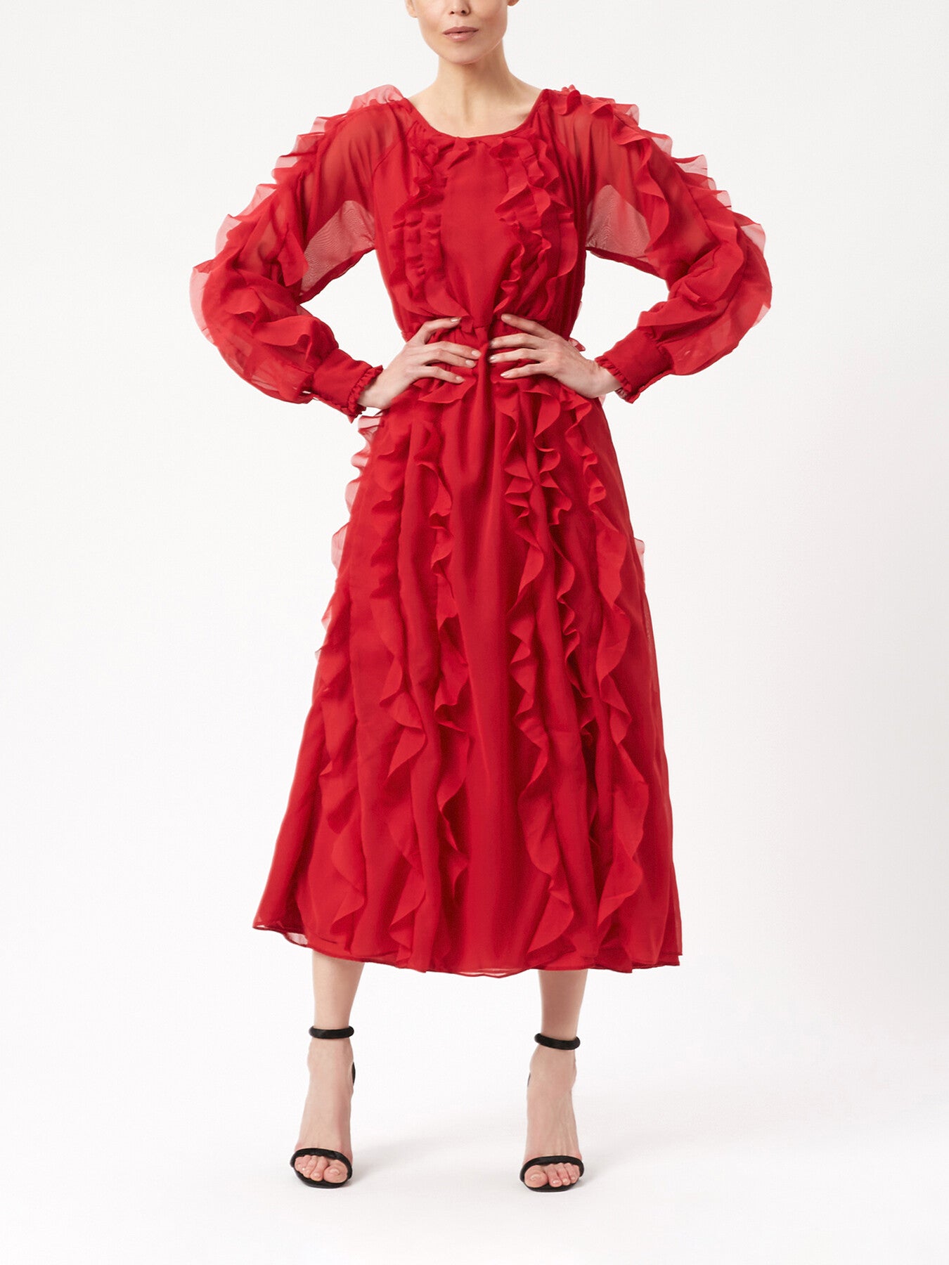 Ruffle Chiffon Maxi Dress