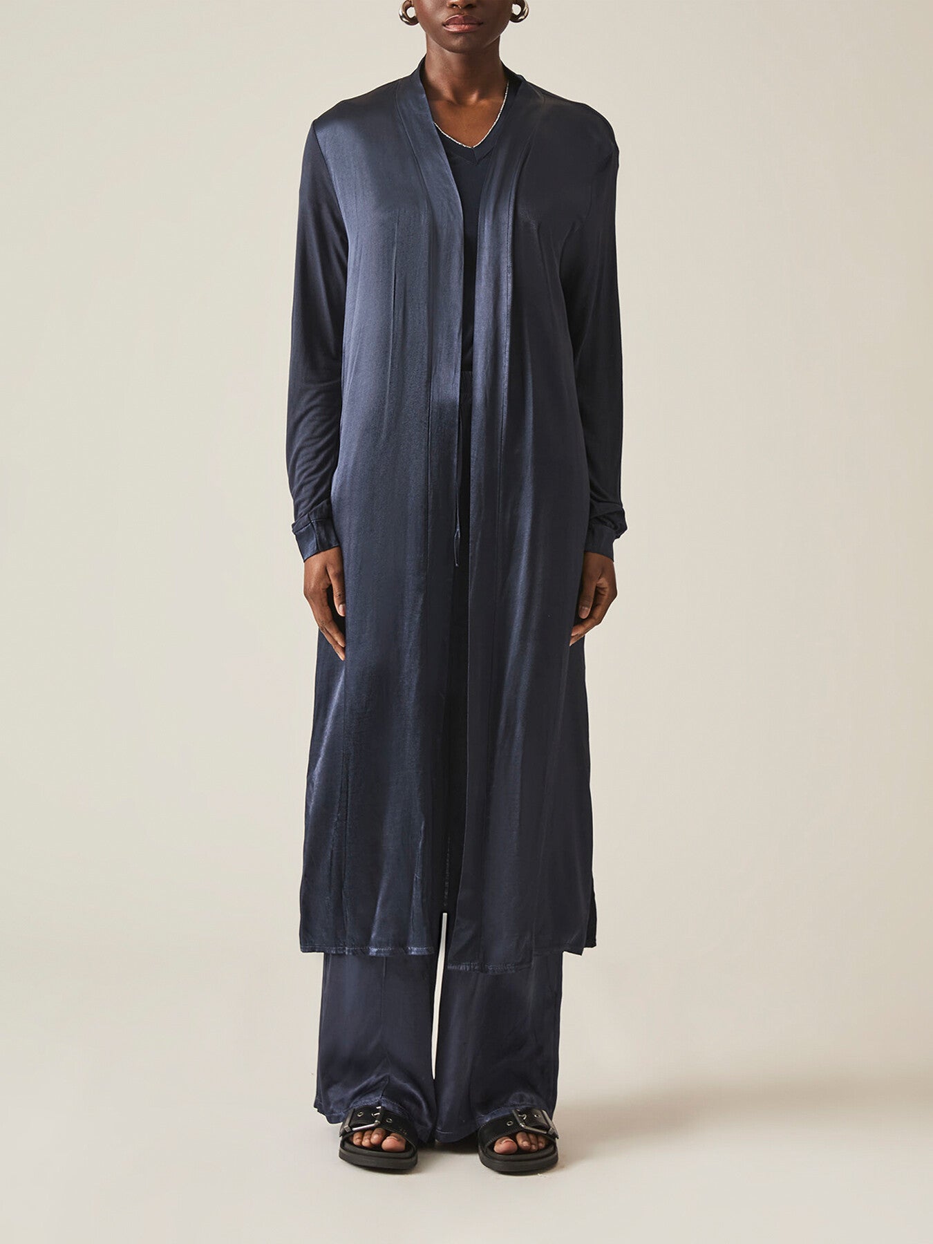 Long Satin Cardigan