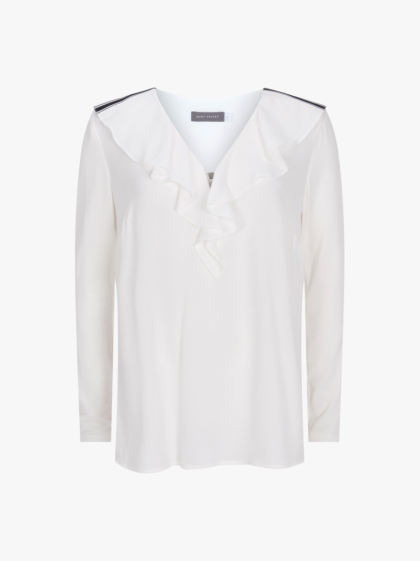 White Ruffled Long Top