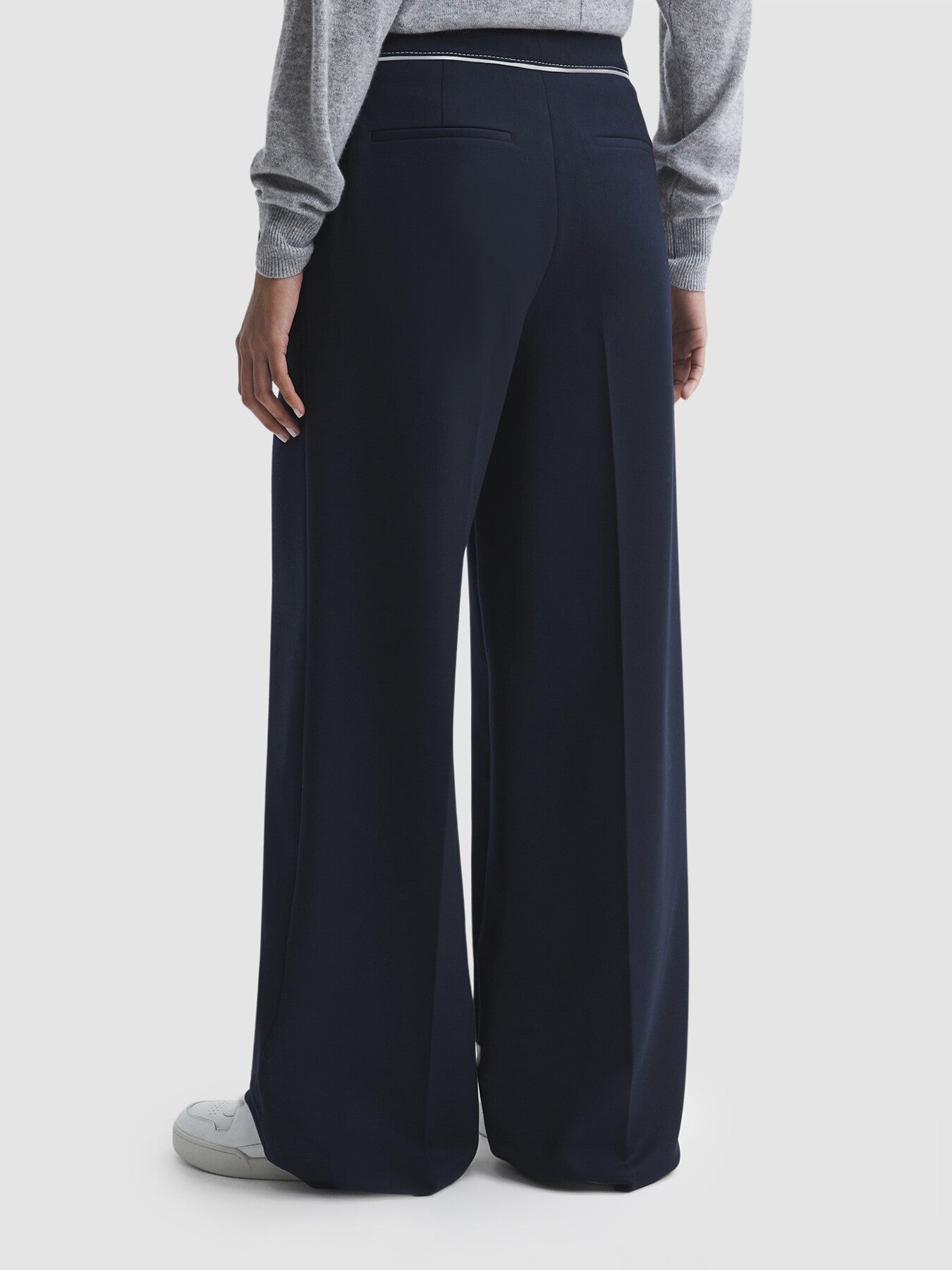 Oriel Contrast Stitch Wide Leg Trousers