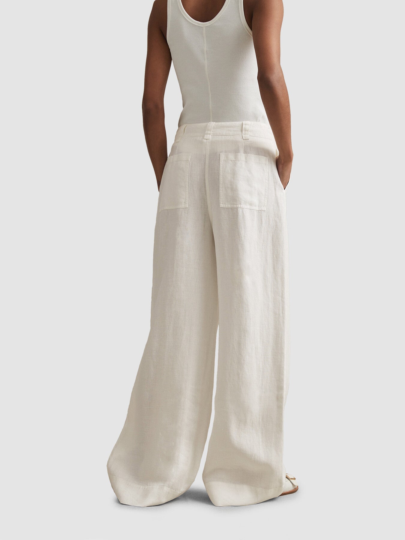Demi Linen Wide Leg Garment Dyed Trousers