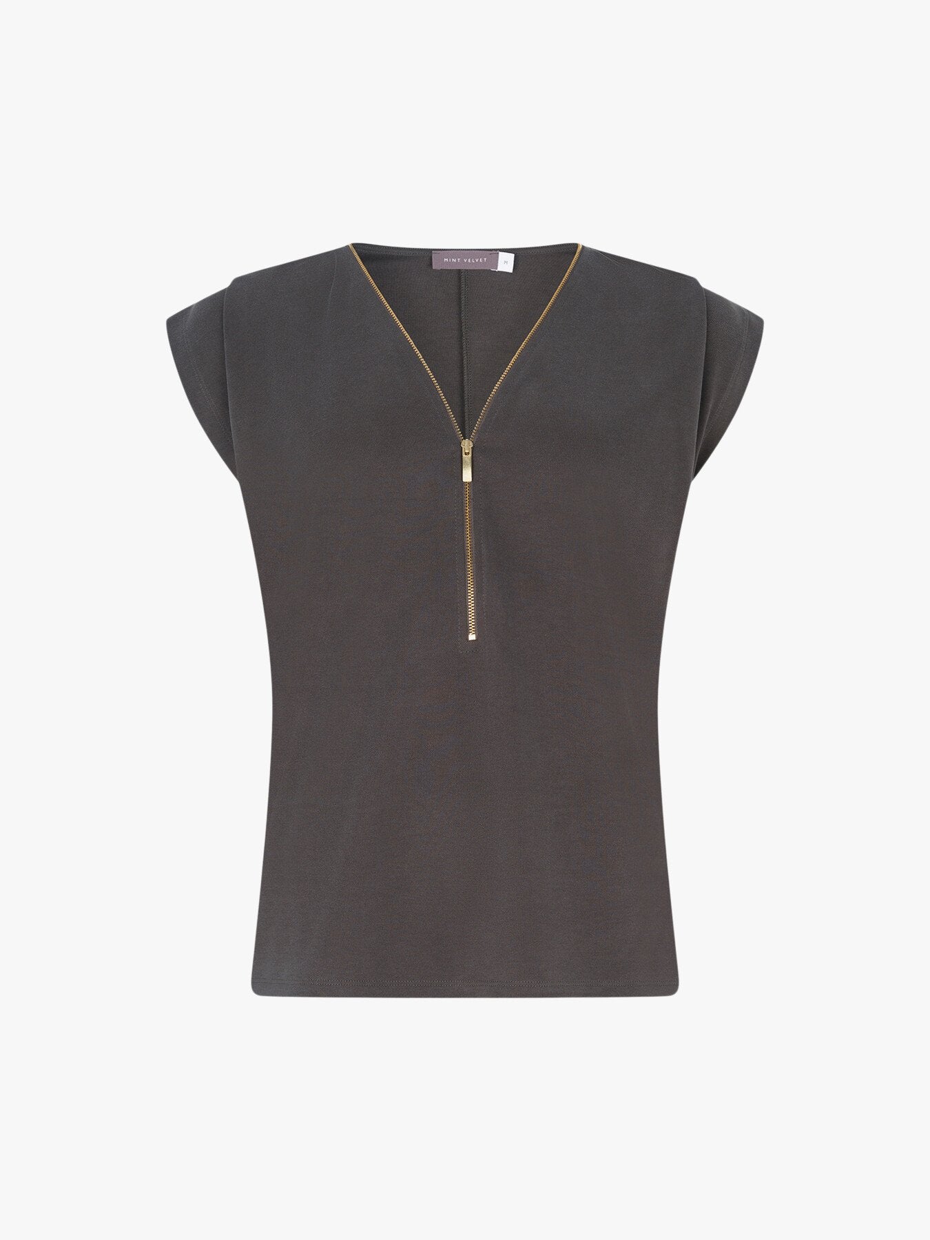 Khaki Zipped T-Shirt