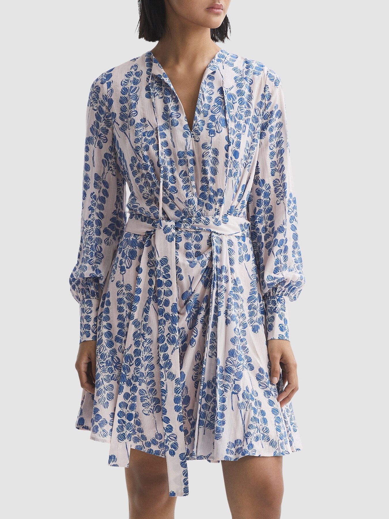 Marnie Printed Belted Long Sleeve Mini Dress