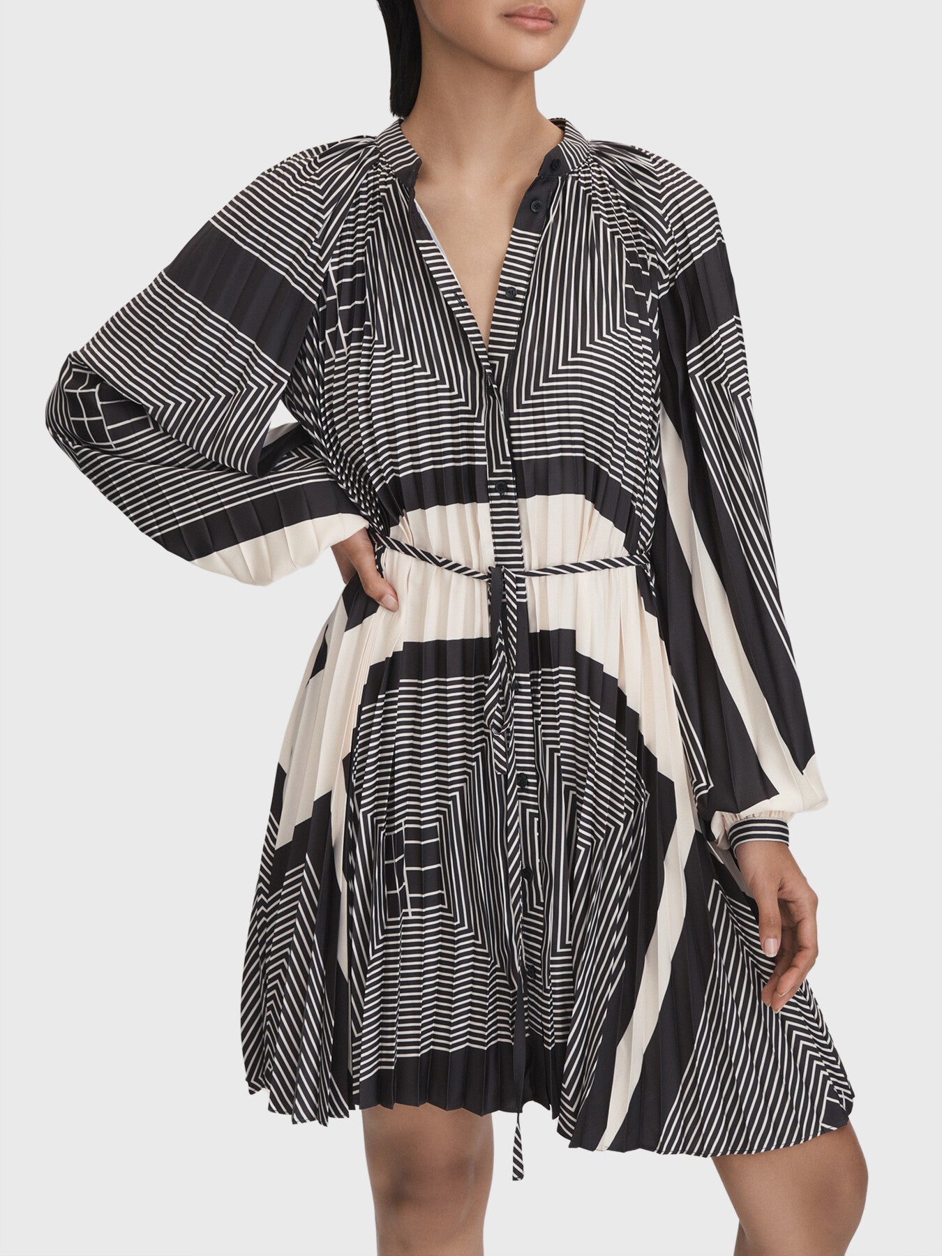 Bay Printed Pleated Mini Dress