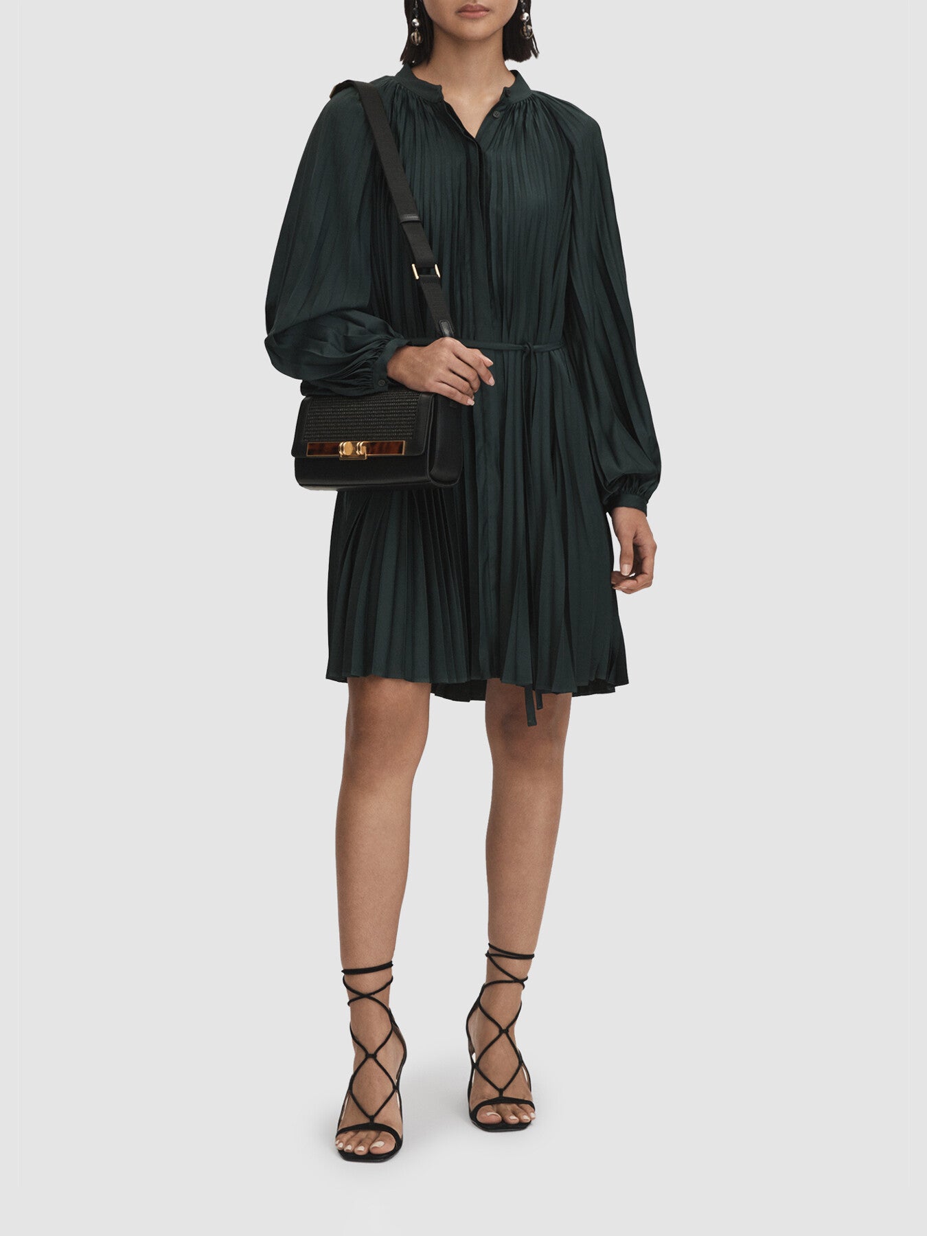 Trina Pleated Belted Mini Dress