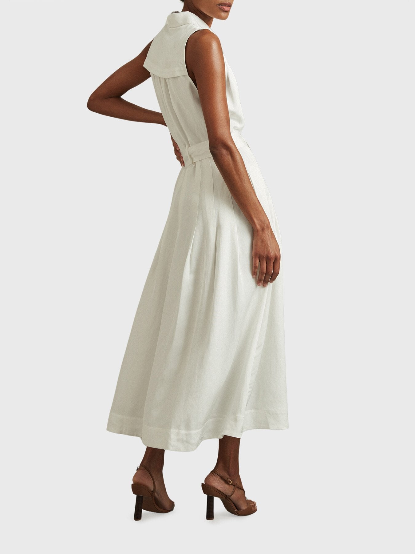 Heidi Viscose-Linen Belted Midi Dress