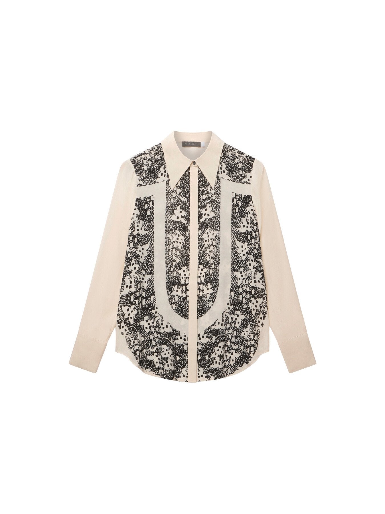 Cream Lace Print Shirt