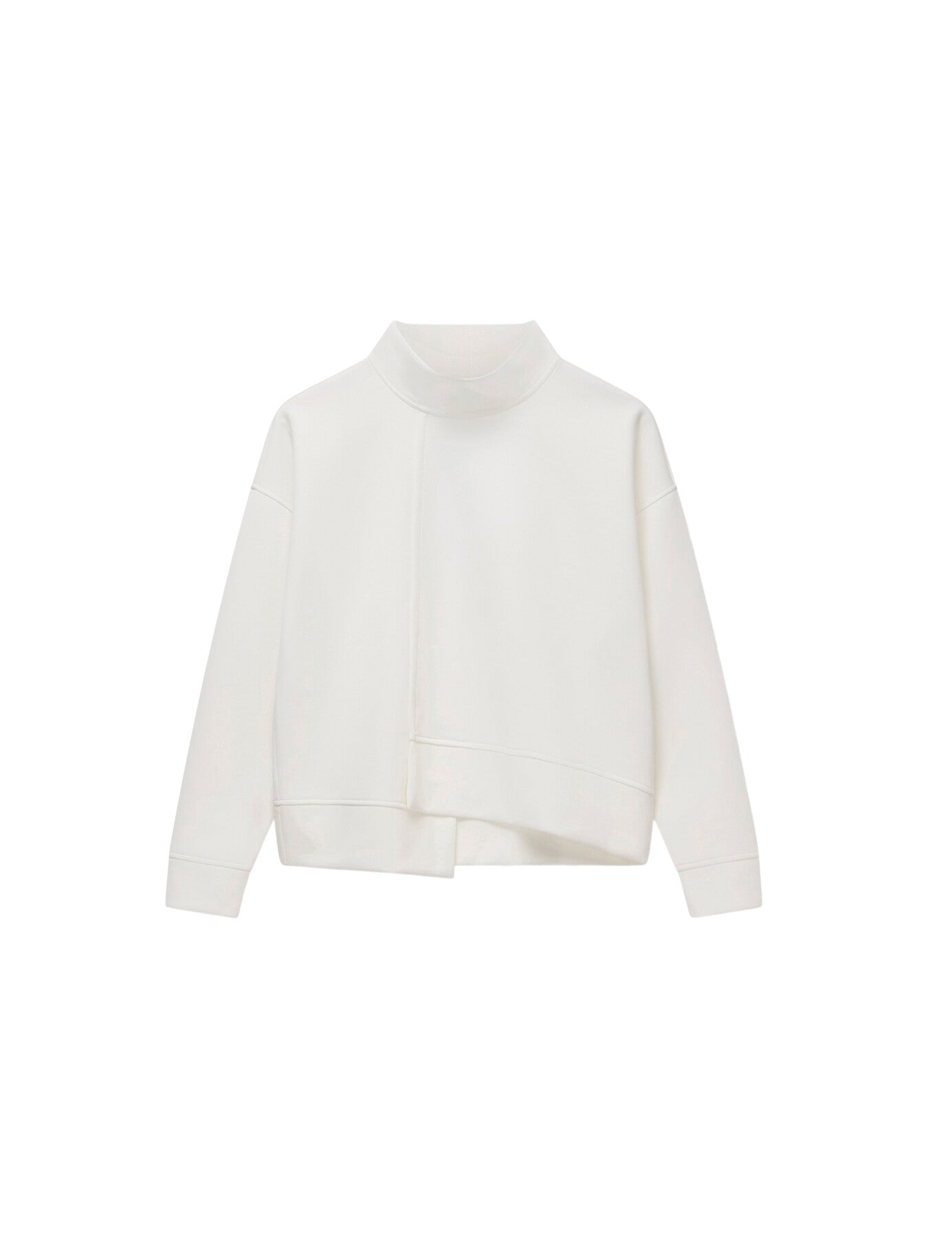 White Funnel Neck Sweatshirt