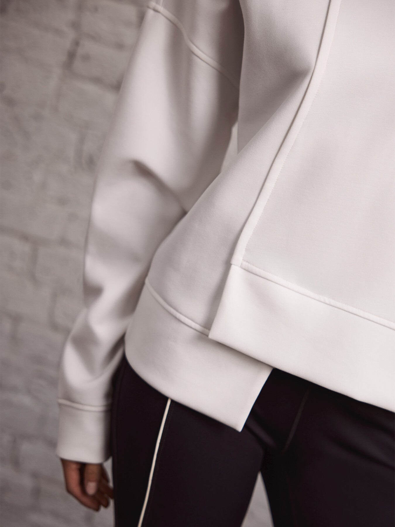 White Funnel Neck Sweatshirt