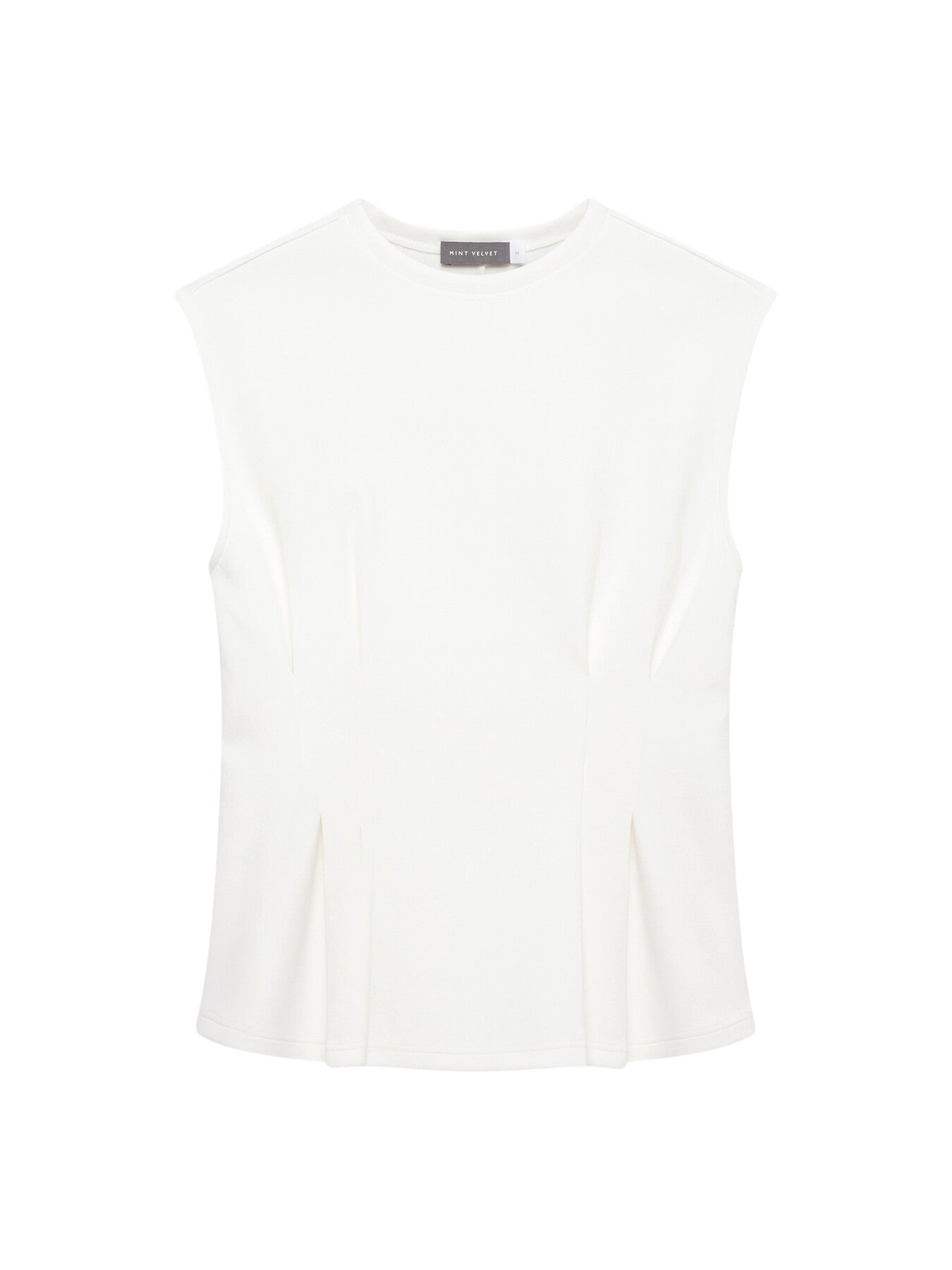 White Cotton Blend Seam T-Shirt