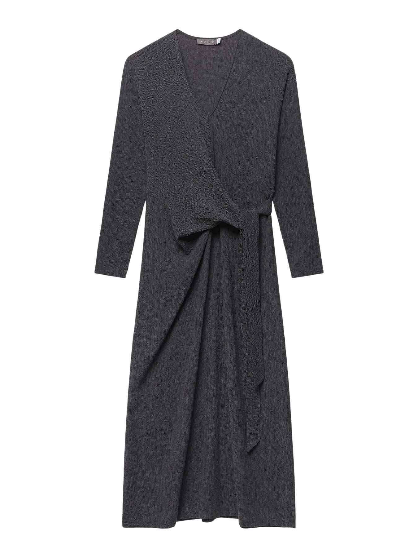 Grey Knot Detail Midi Dress
