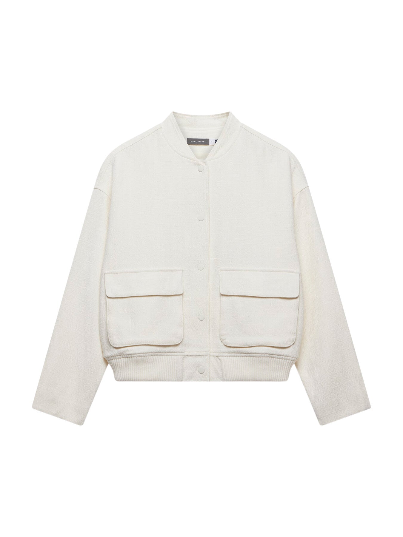 Cream Textured Bomber Jacket