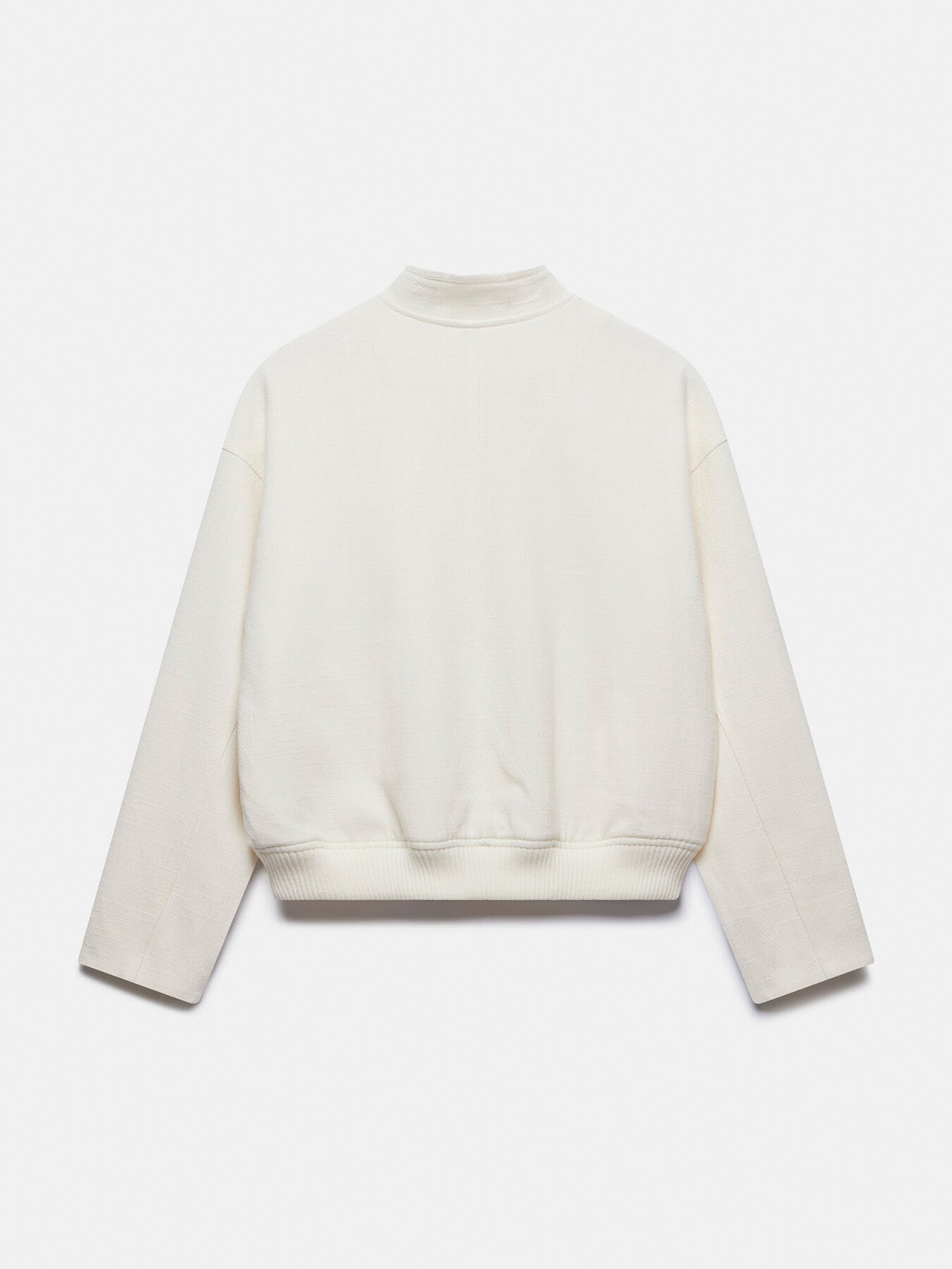 Cream Textured Bomber Jacket