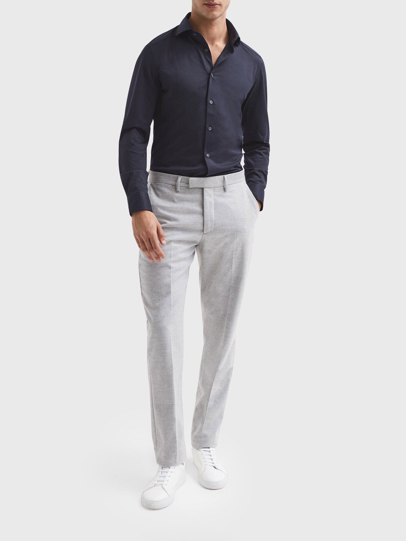 Nate  Cutaway Collar Jersey Slim Fit Shirt