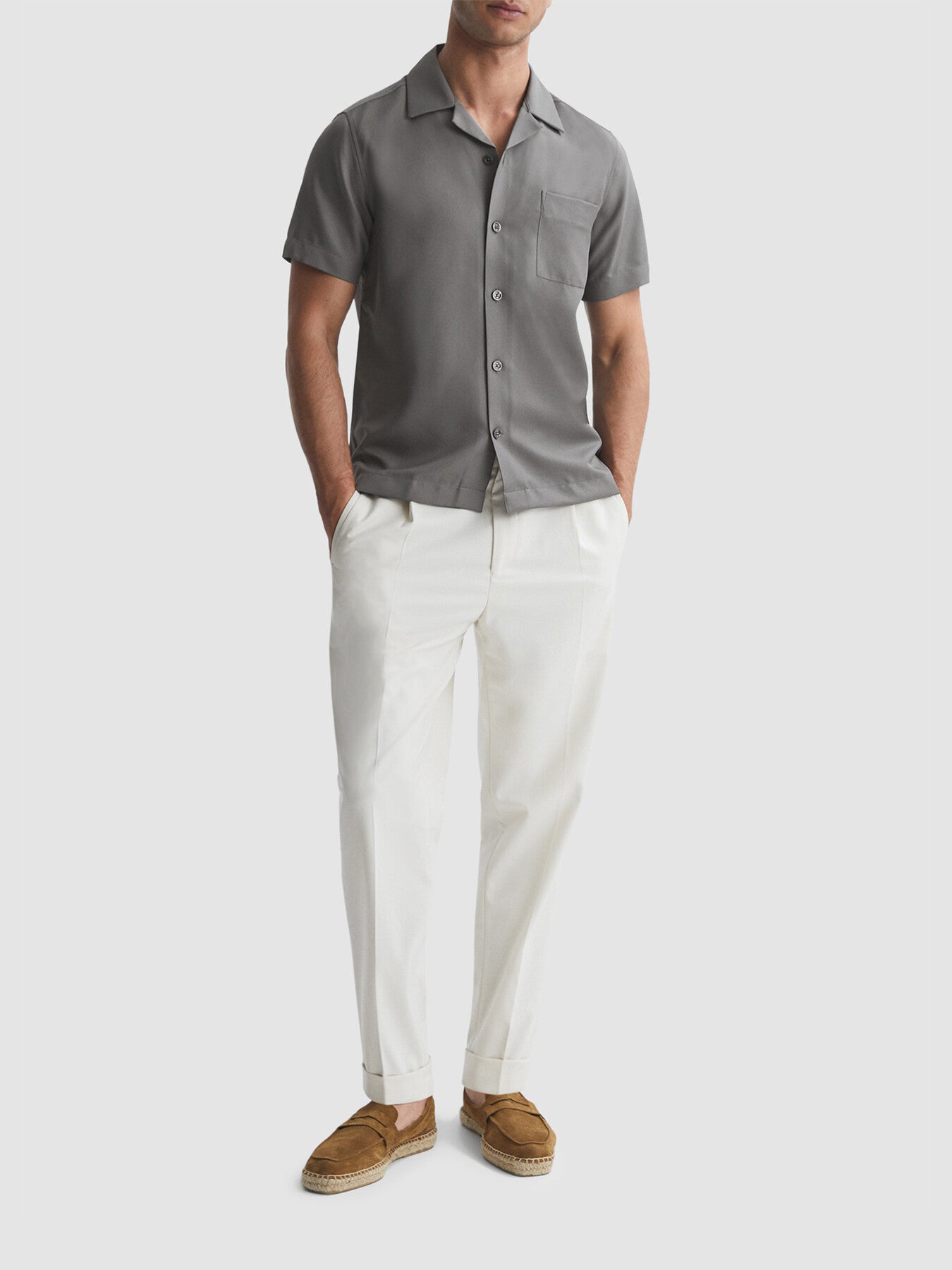 GreyTokyo Cuban Collar Button-Through Shirt