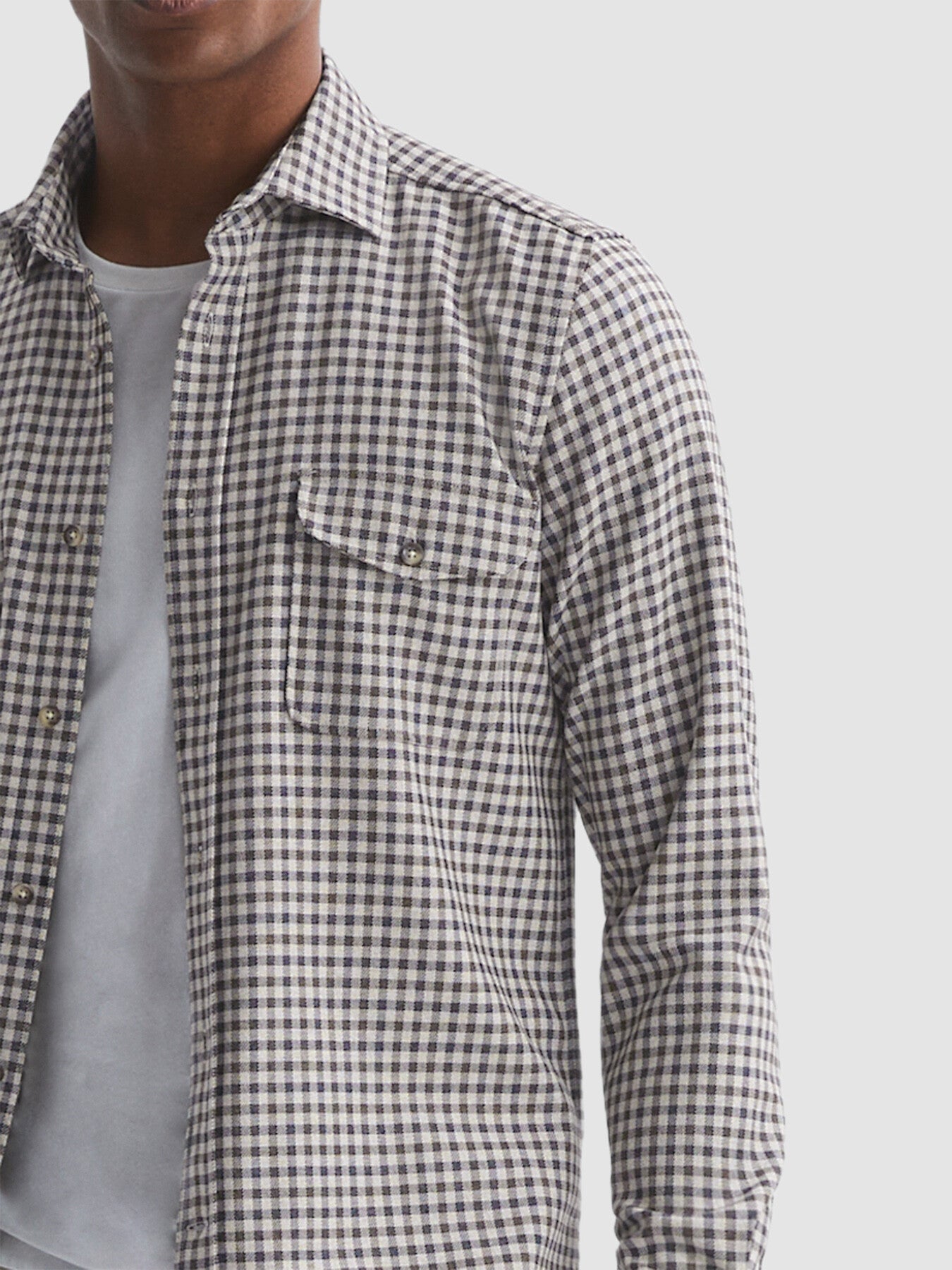 Dark BrownTremont Brushed Checked Overshirt