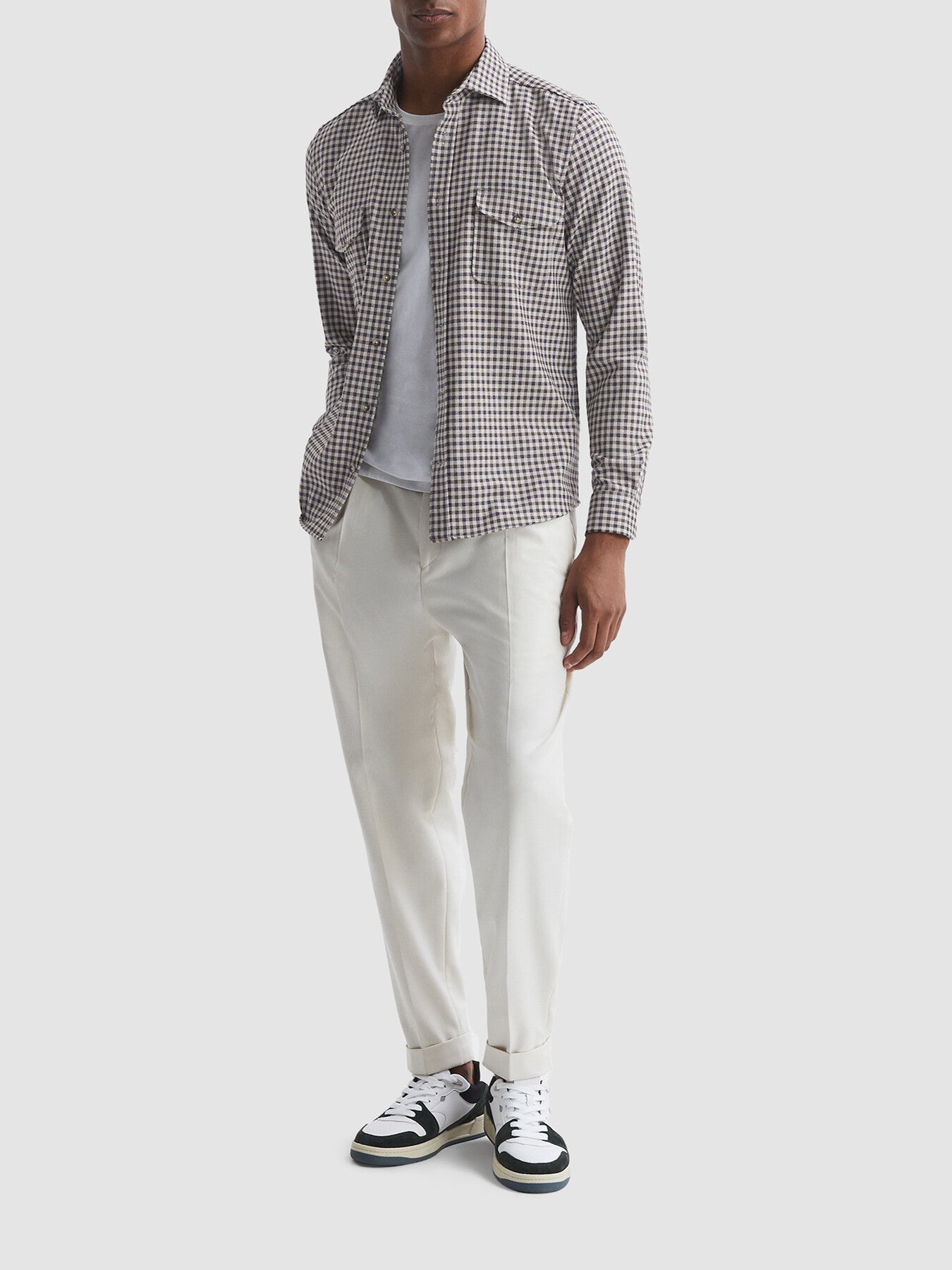 Dark BrownTremont Brushed Checked Overshirt