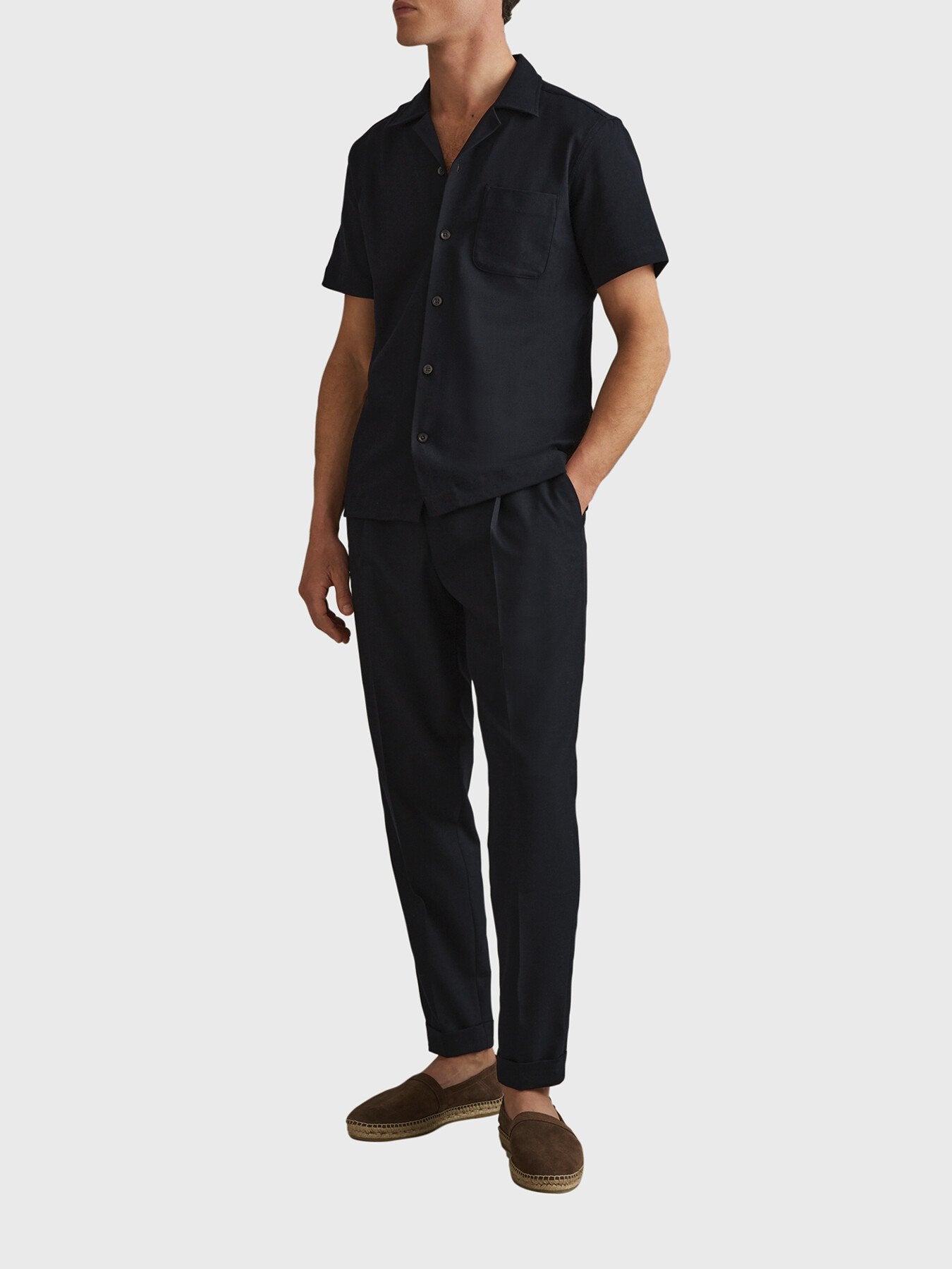 Nitus Herringbone Cuban Collar Shirt
