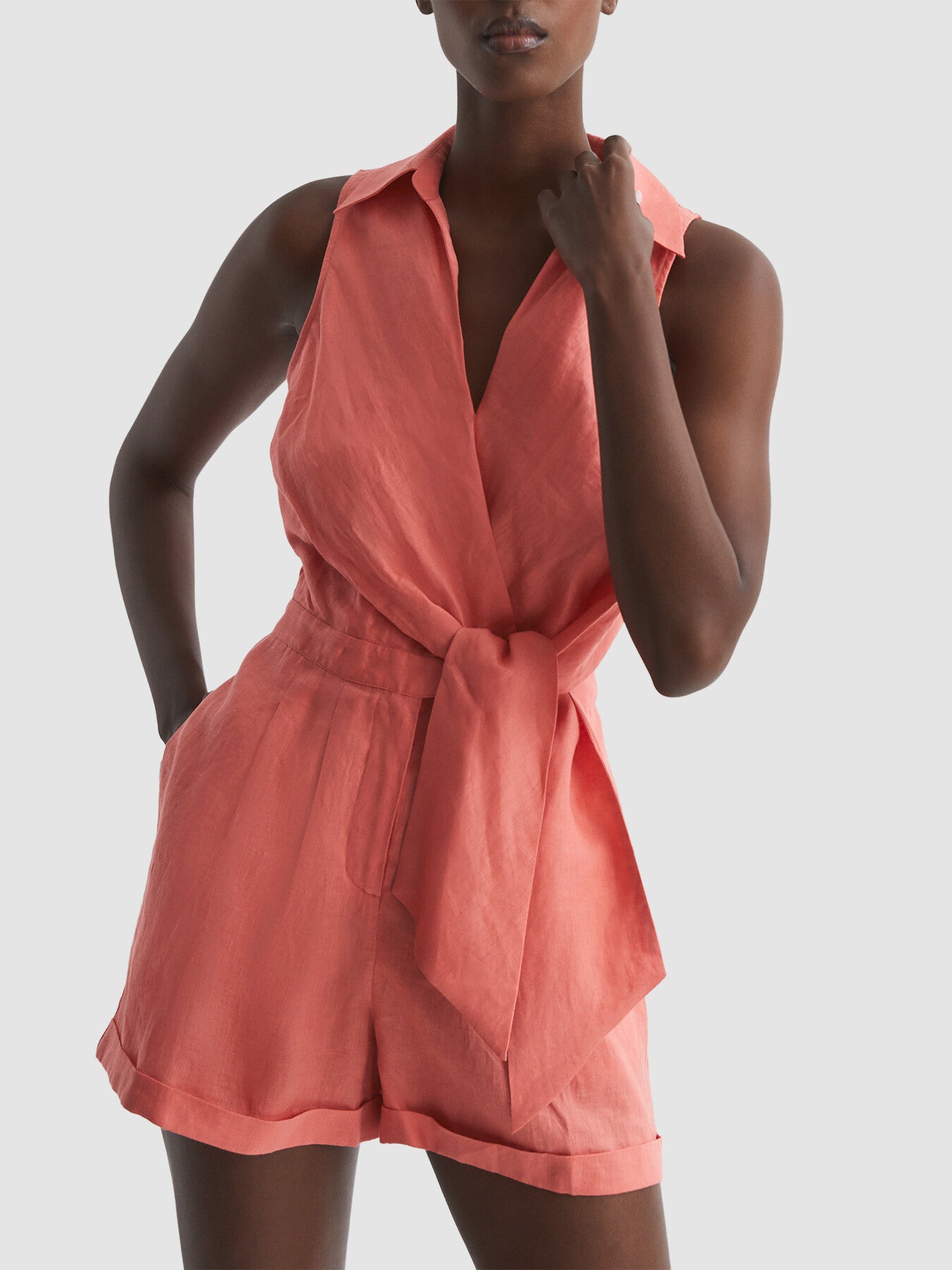 Suki Sleeveless Linen Playsuit