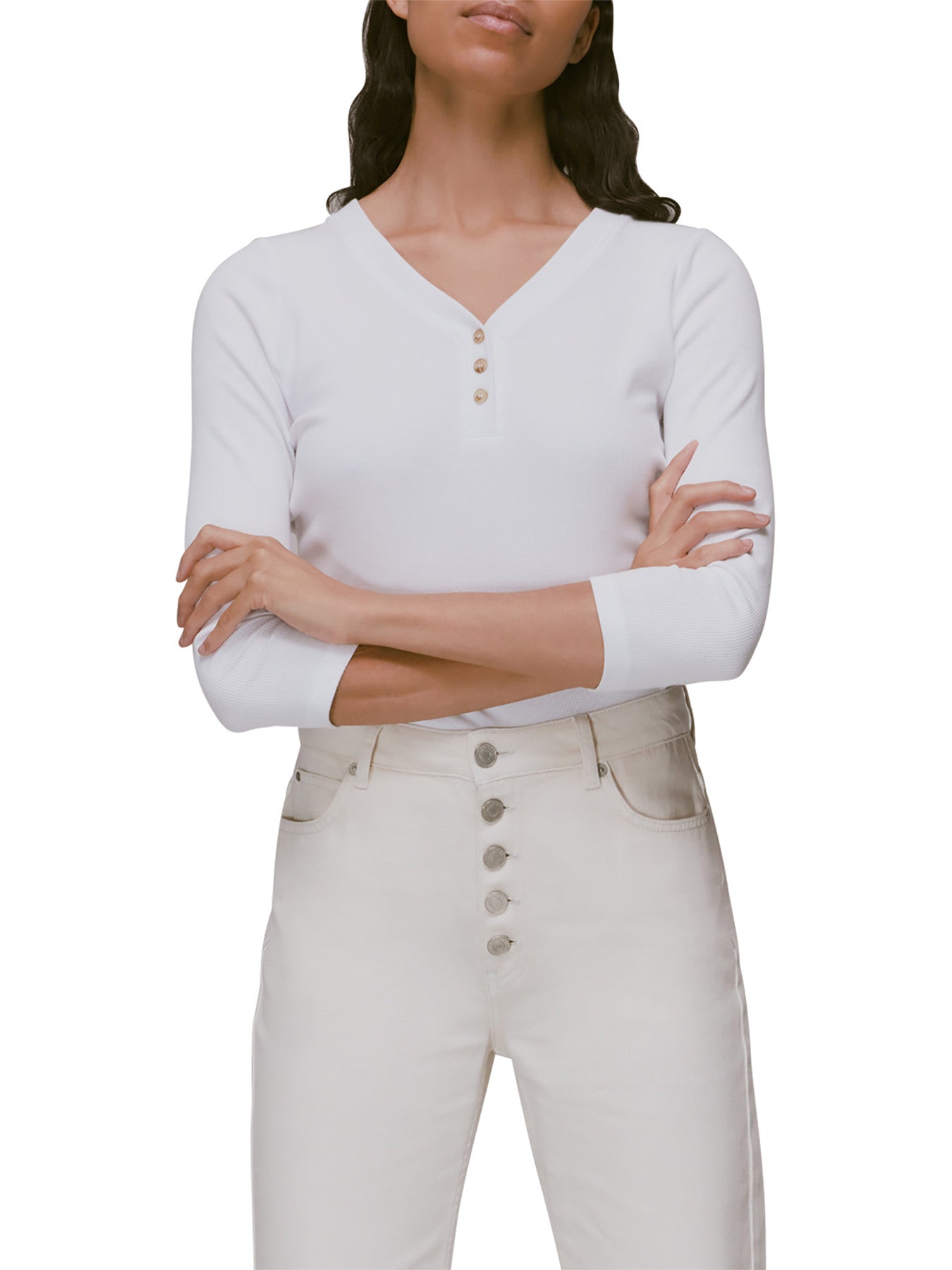 Paiton Ribbed Button Front Top