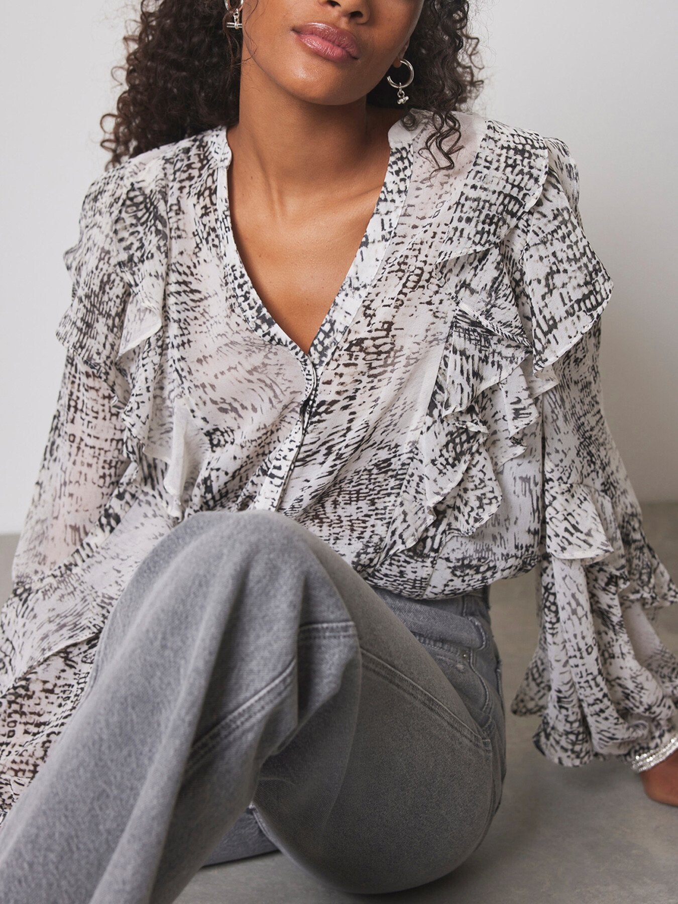 Neutral Snake Print Blouse