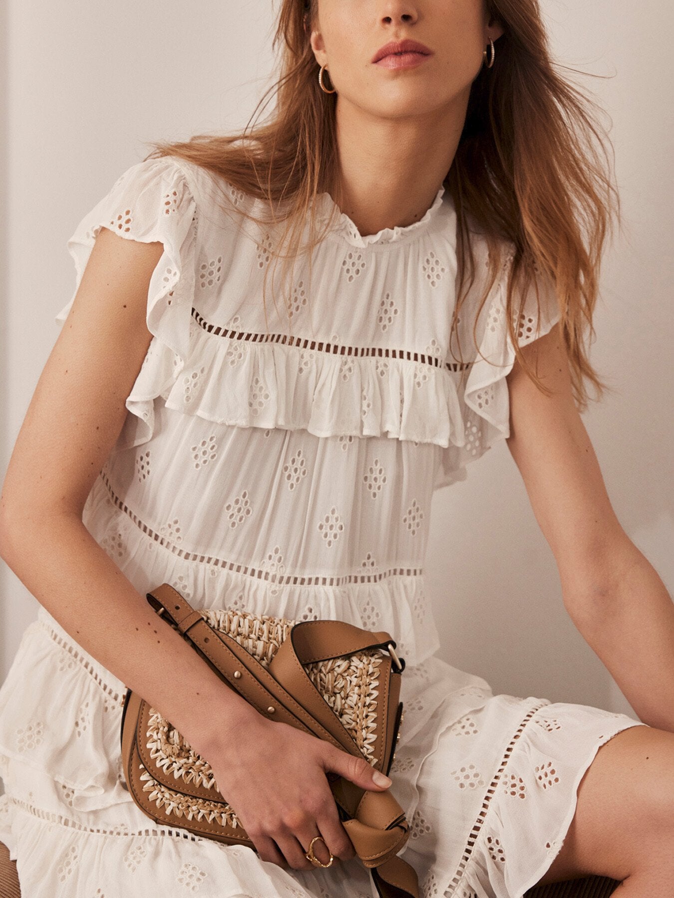 White Floral Broderie Mini Dress