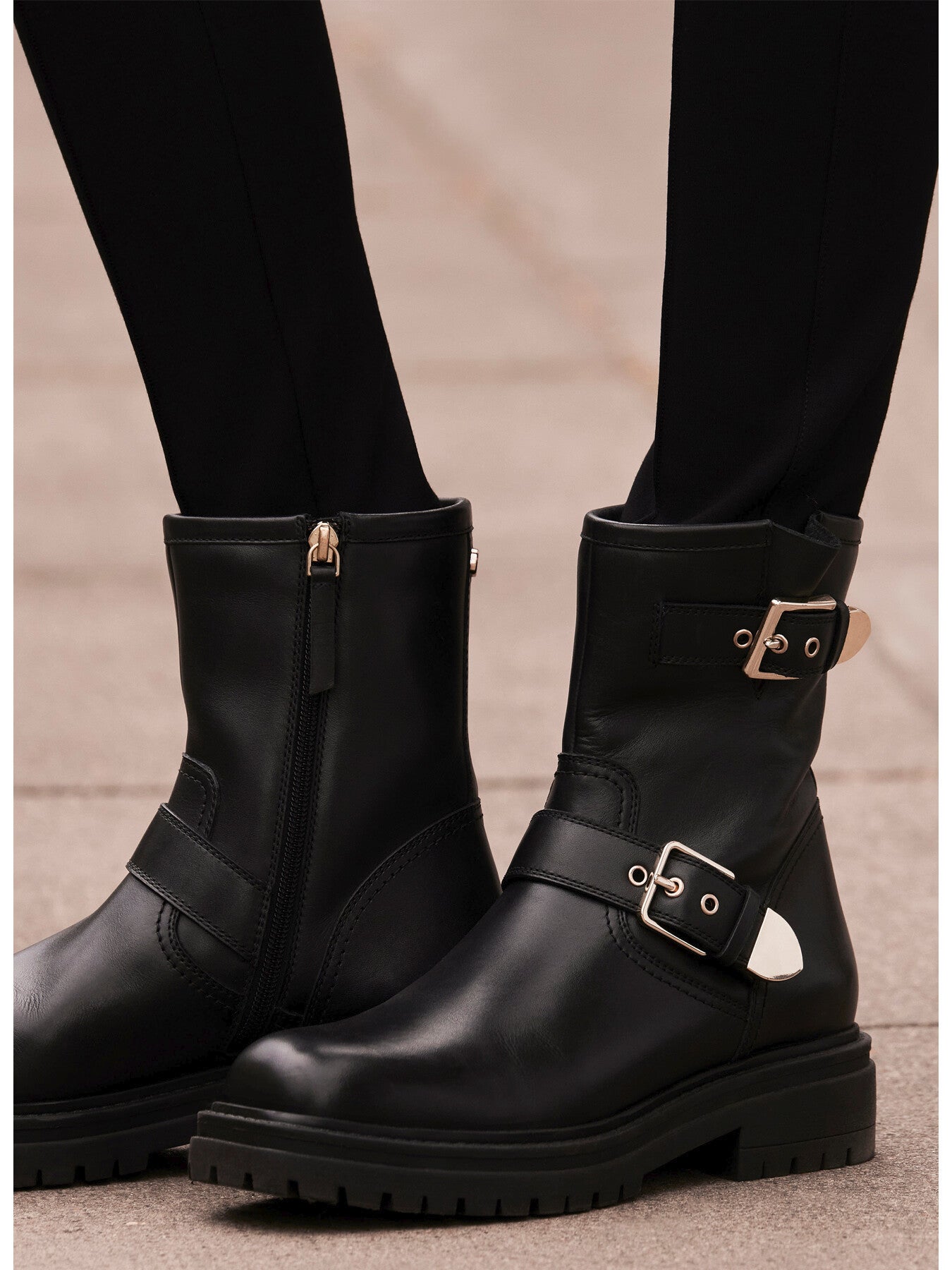 Leather Biker Boots